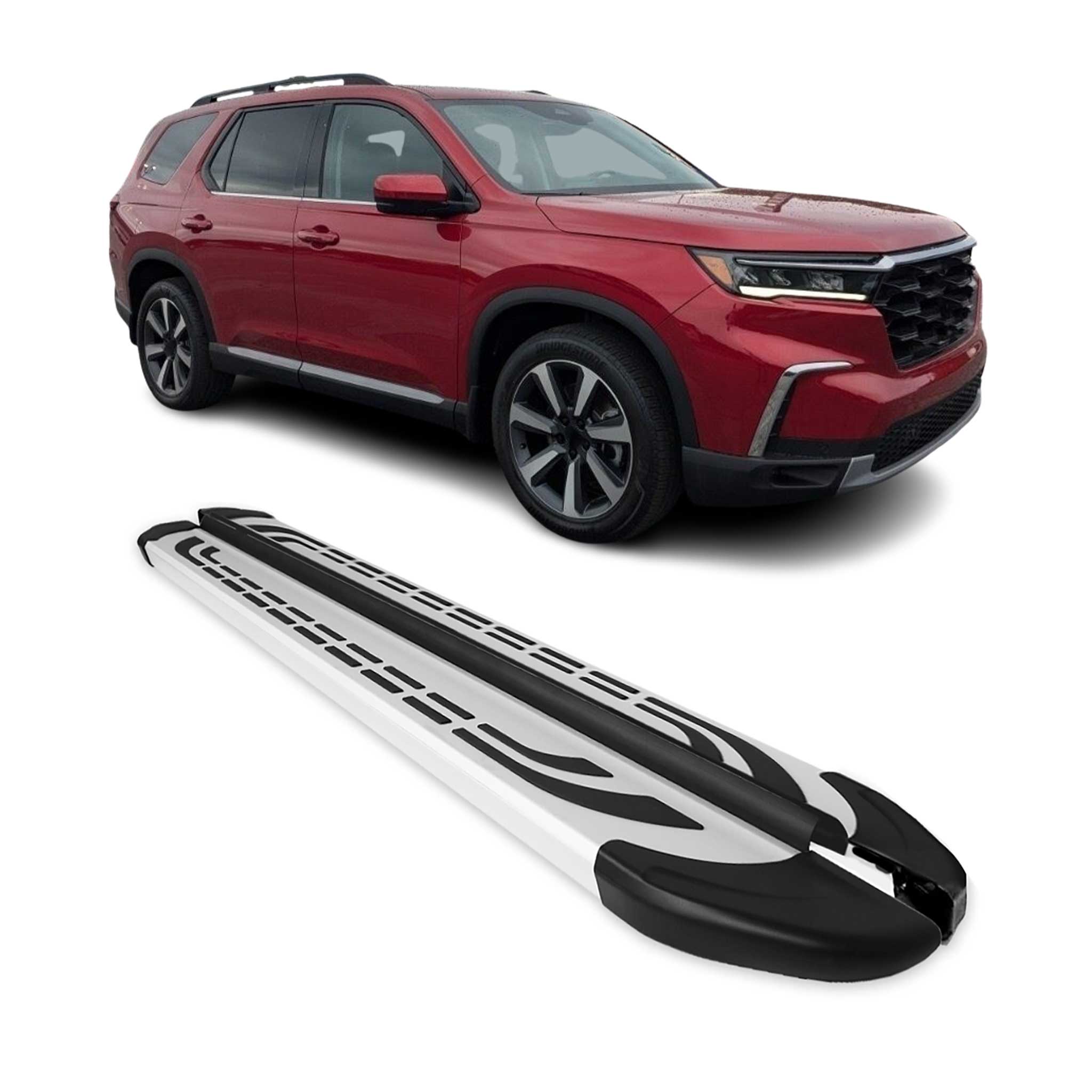 2023-2025 Honda Pilot IV Nerf Bars Side Steps Running Boards Silver 2Pcs