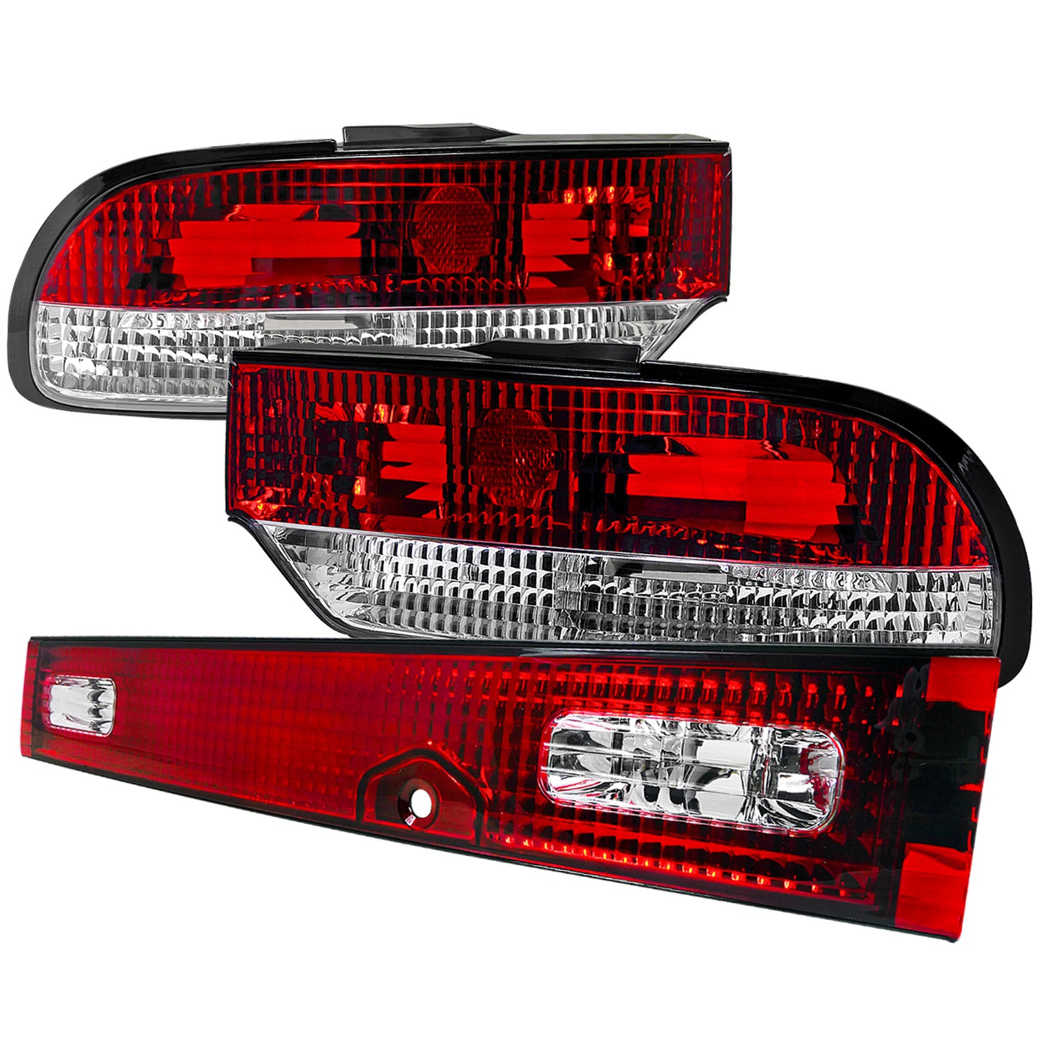 1989-1994 Nissan 240SX S13 HB Tail Lights & Trunk Light Chrome/Red Clear