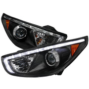 2010-2013 Hyundai Tucson Projector Headlights LED Light Strip Matt Black/Clear