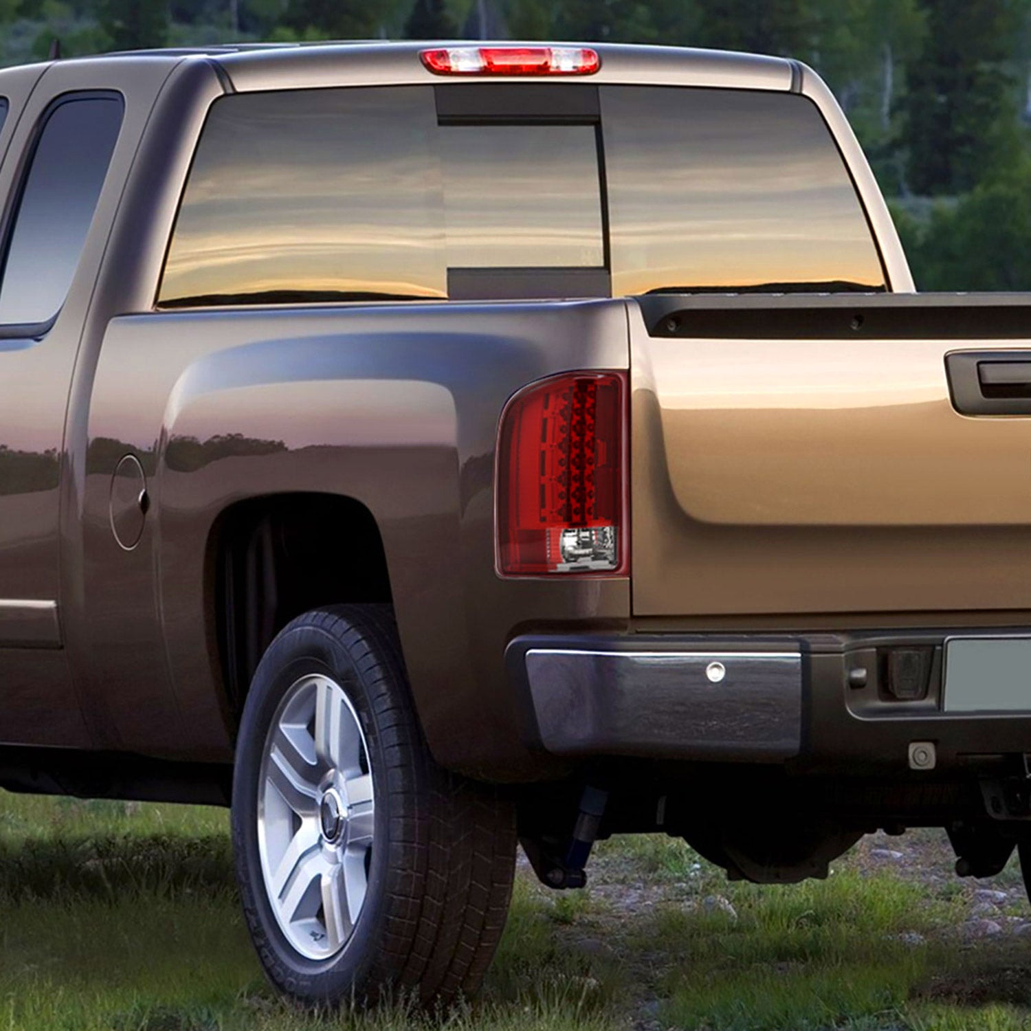 2007-2014 Chevrolet Silverado LED Tail Lights - OZ Chrome Housing/Red Lens