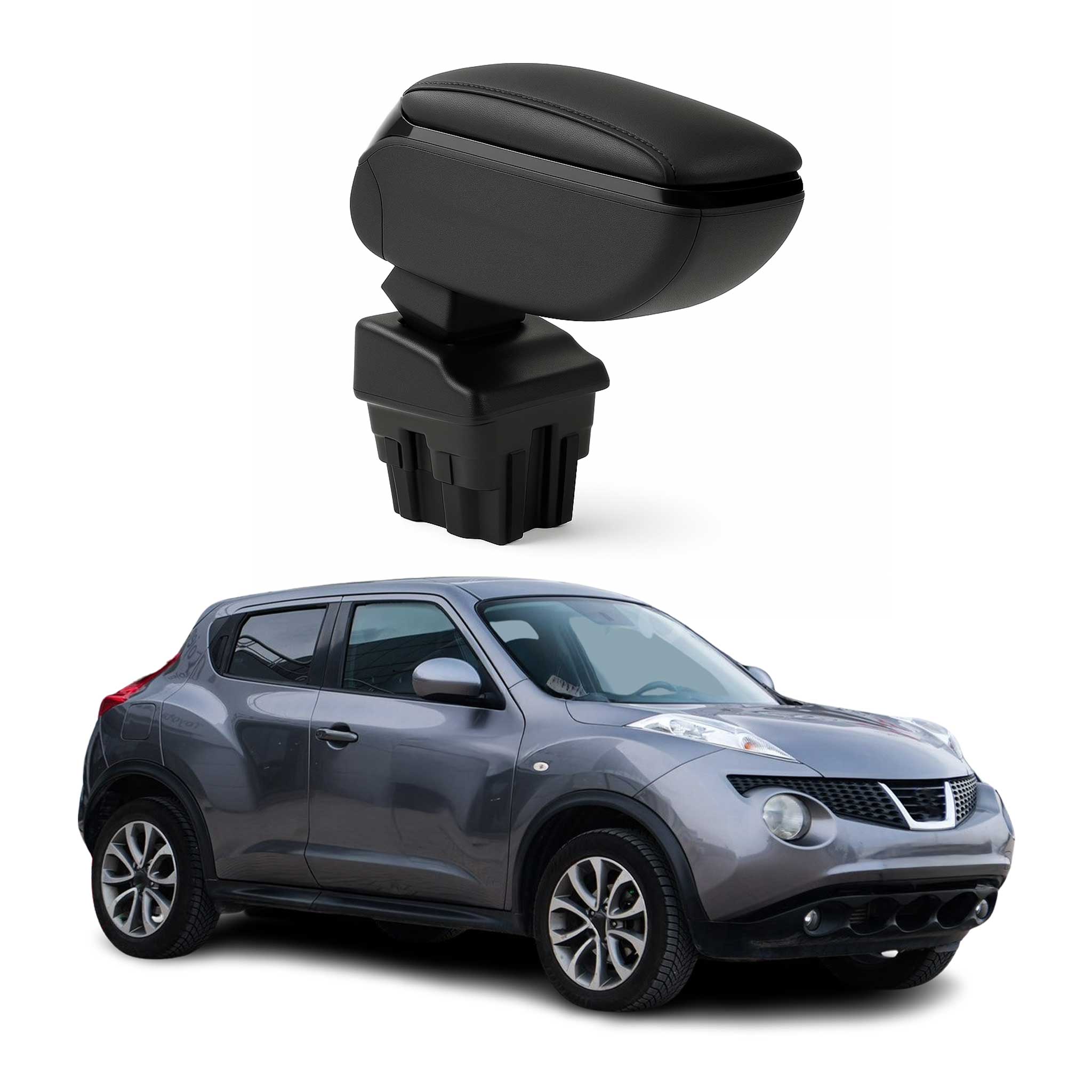 2011-2017 Nissan Juke Black Center Console Armrest Sliding PU Leather 1Pc