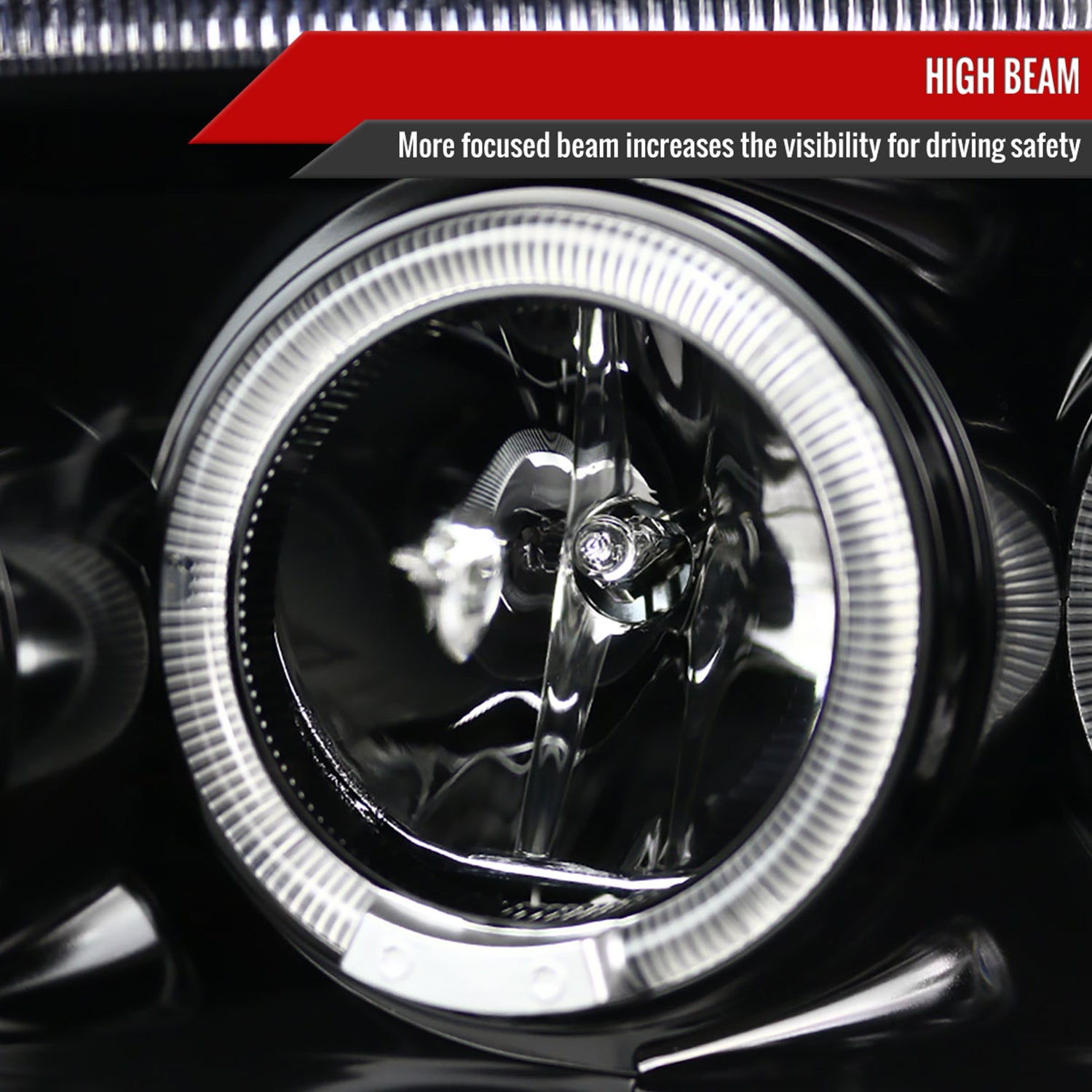 2005-2010 Dodge Charger Dual Halo Projector Headlights Jet Black/Clear Lens