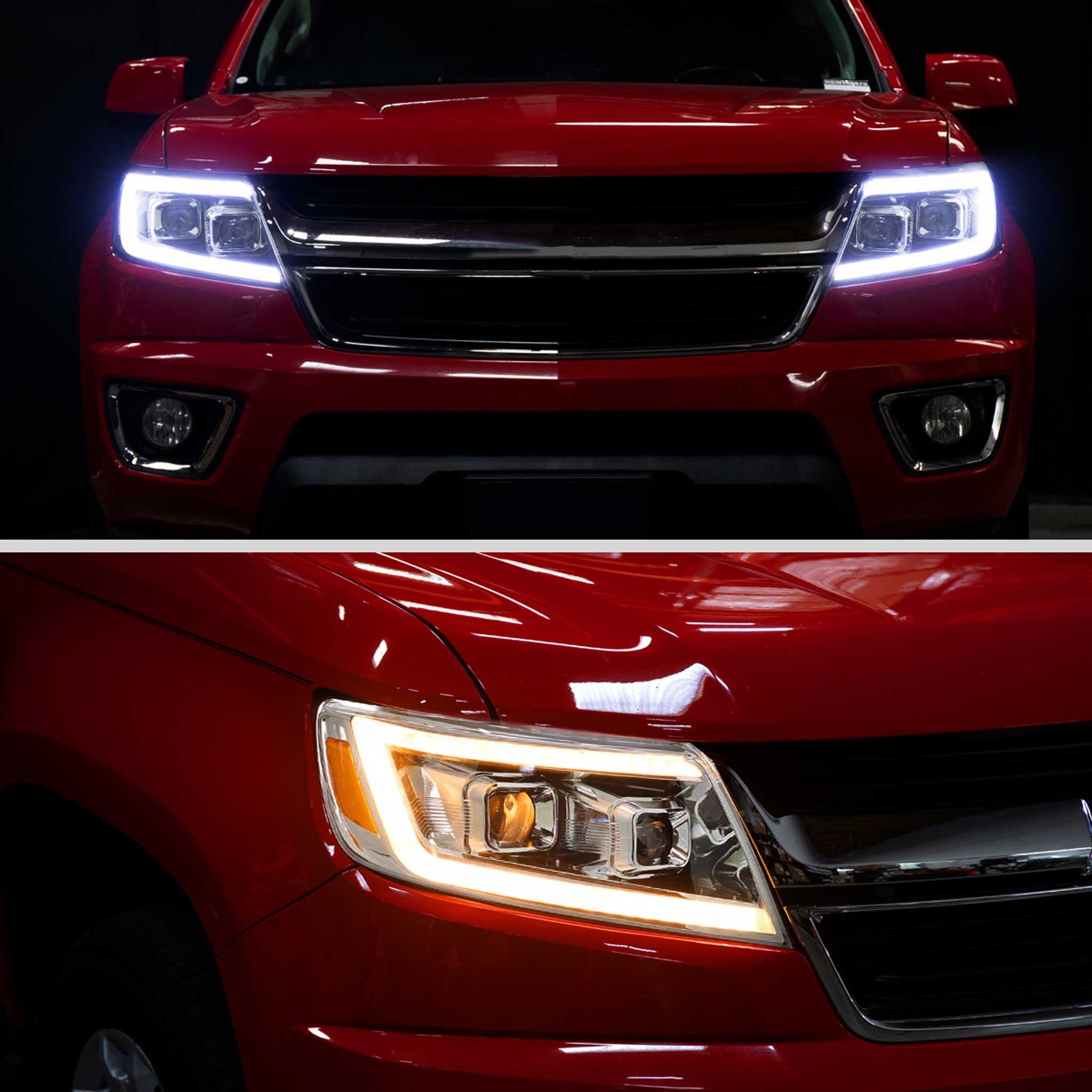 For Chevrolet Colorado 2015-2022 Headlights LED DRL Light Strip Turn Signal Side Marker Chrome Housing Clear Lens