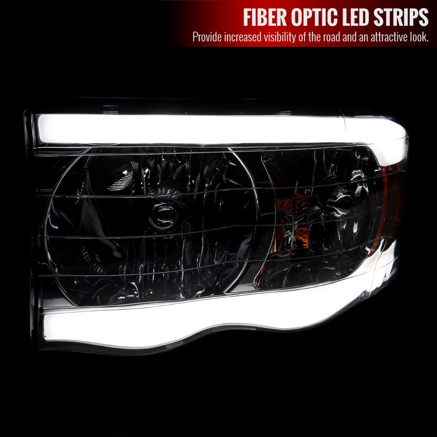 2002-2005 Dodge RAM 1500 /RAM 2500/3500 LED Tube Factory Headlights Chrome