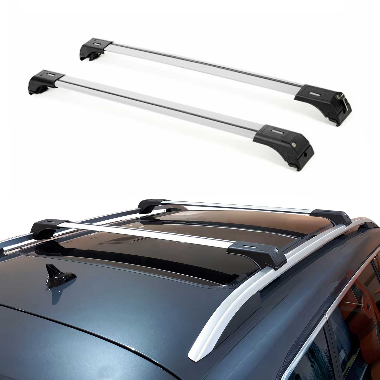 2011-2026 Mitsubishi Outlander Sport Roof Rack Cross Bras Silver 2 pieces