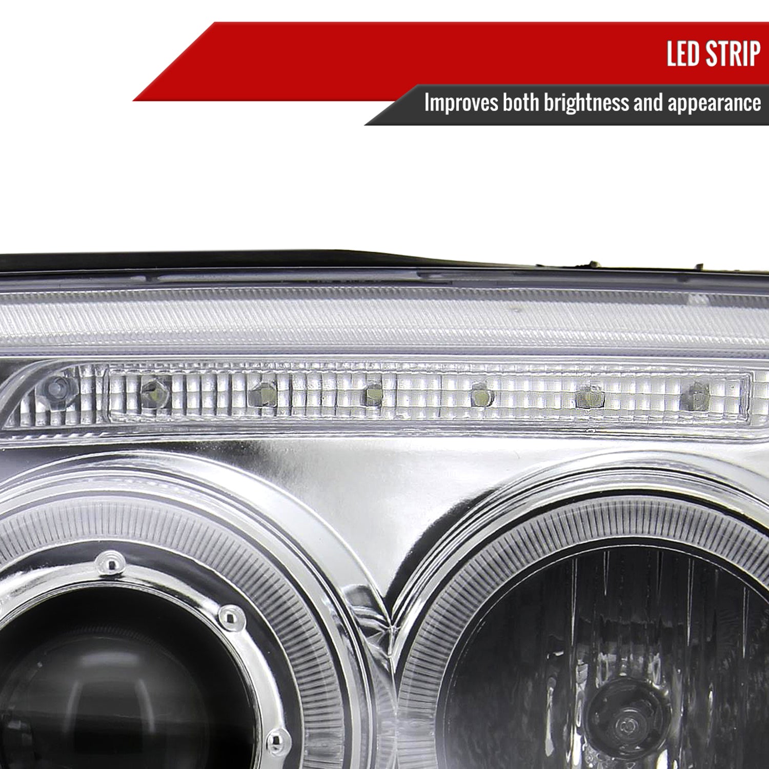 1999-2005 VW Jetta/Bora Mk4 Dual Halo Projector Headlights LED Light Chrome