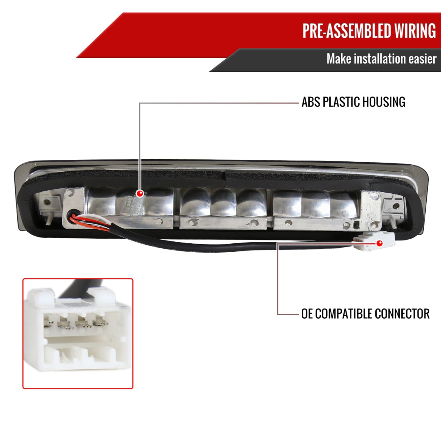 2009-2013 Dodge RAM SMD LED 3rd Brake Light Chrome Housing/Smoke Lens