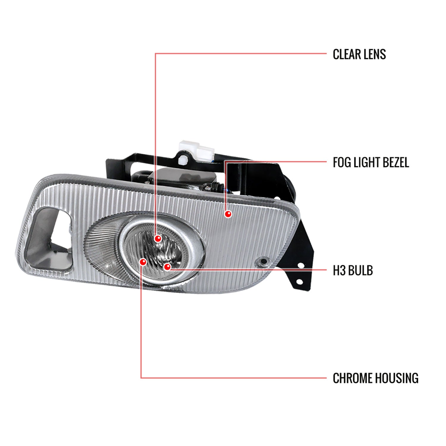 1992-1995 Honda Civic Coupe/Hatchback H3 Fog Lights Kit Chrome/Clear Lens