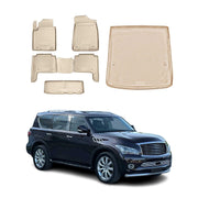2010-2013 Infiniti QX56 LWB Floor Mats & Cargo Liner Full Set All Weather Beige