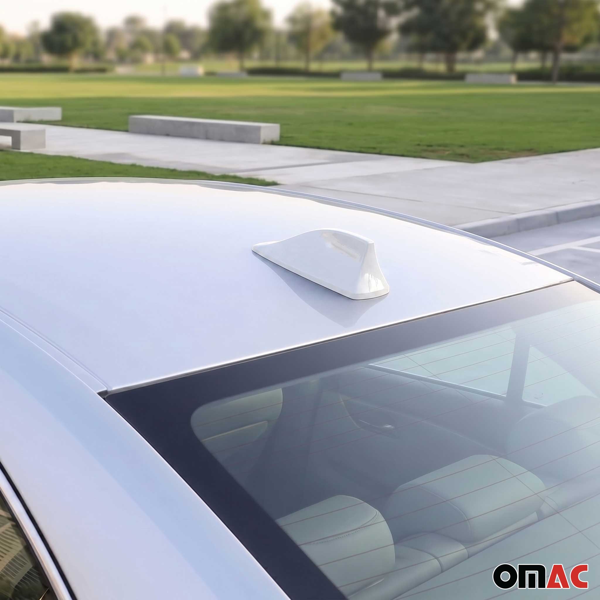 Genesis Car Shark Fin Antenna Roof Radio AM/FM Signal White
