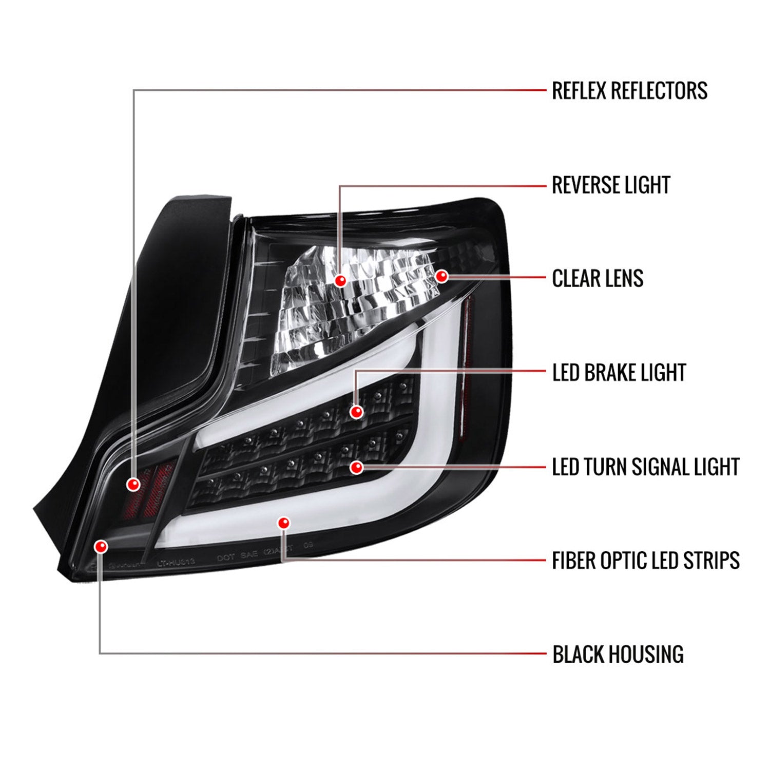 2011-2013 Scion tC V2 LED Tail Lights Matte Black Housing/Clear Lens