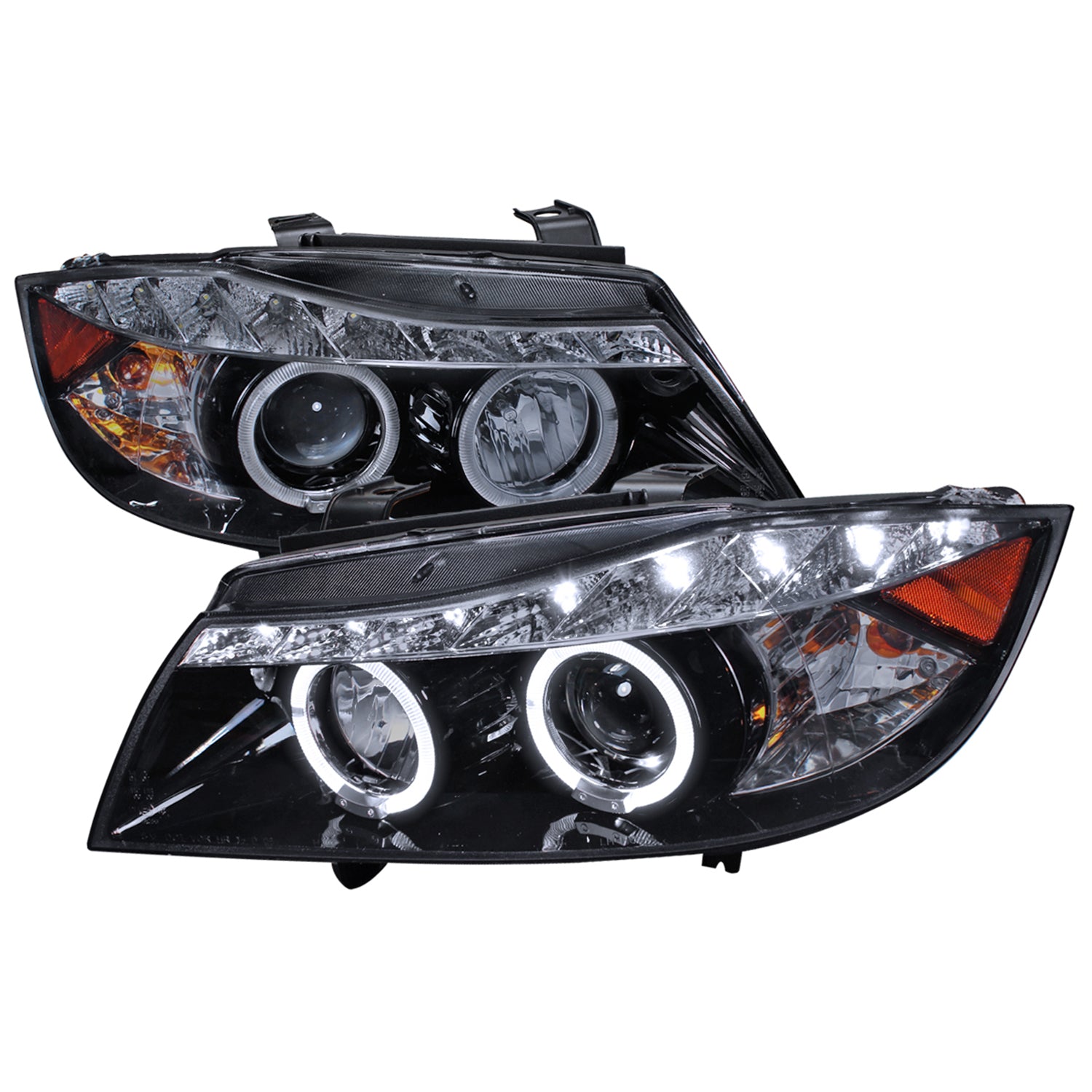 2006-2008 BMW E90 3 Series Sedan Dual Halo Projector Headlights LED Smoke