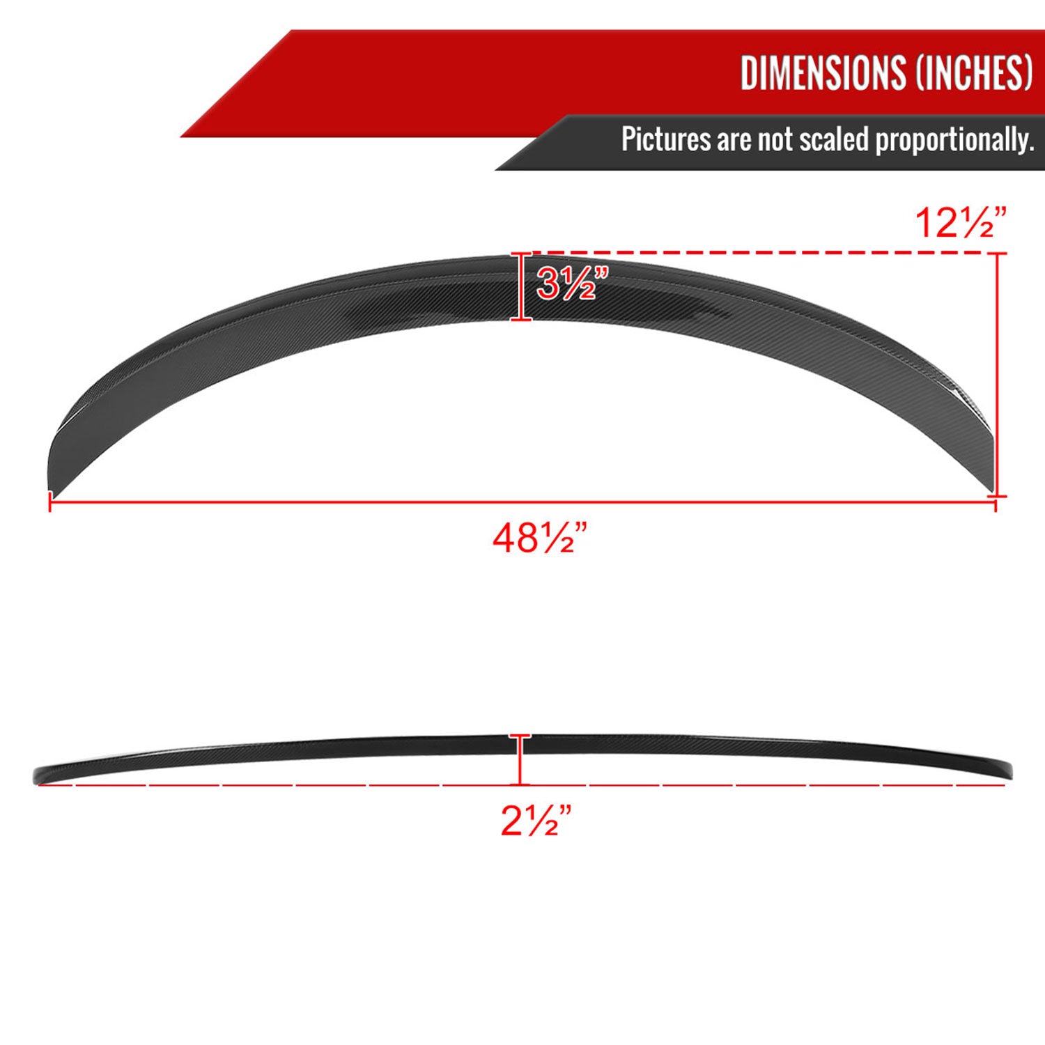 2017-2020 Tesla Model 3 Glossy Black Carbon Fiber Factory Rear Trunk Spoiler