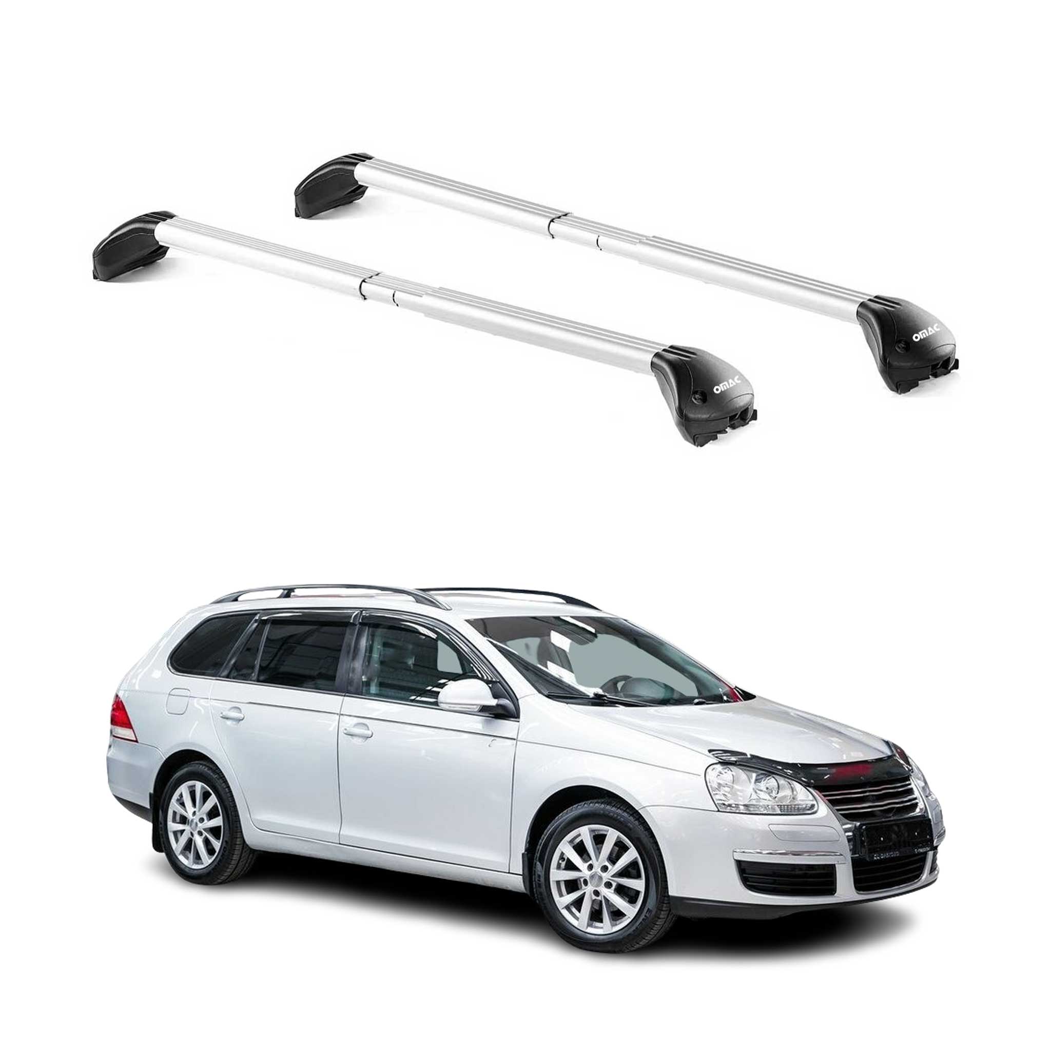 2010-2020 VW Jetta SportWagen / Golf Alltrack Wagon Roof Rack Cross Bars Silver
