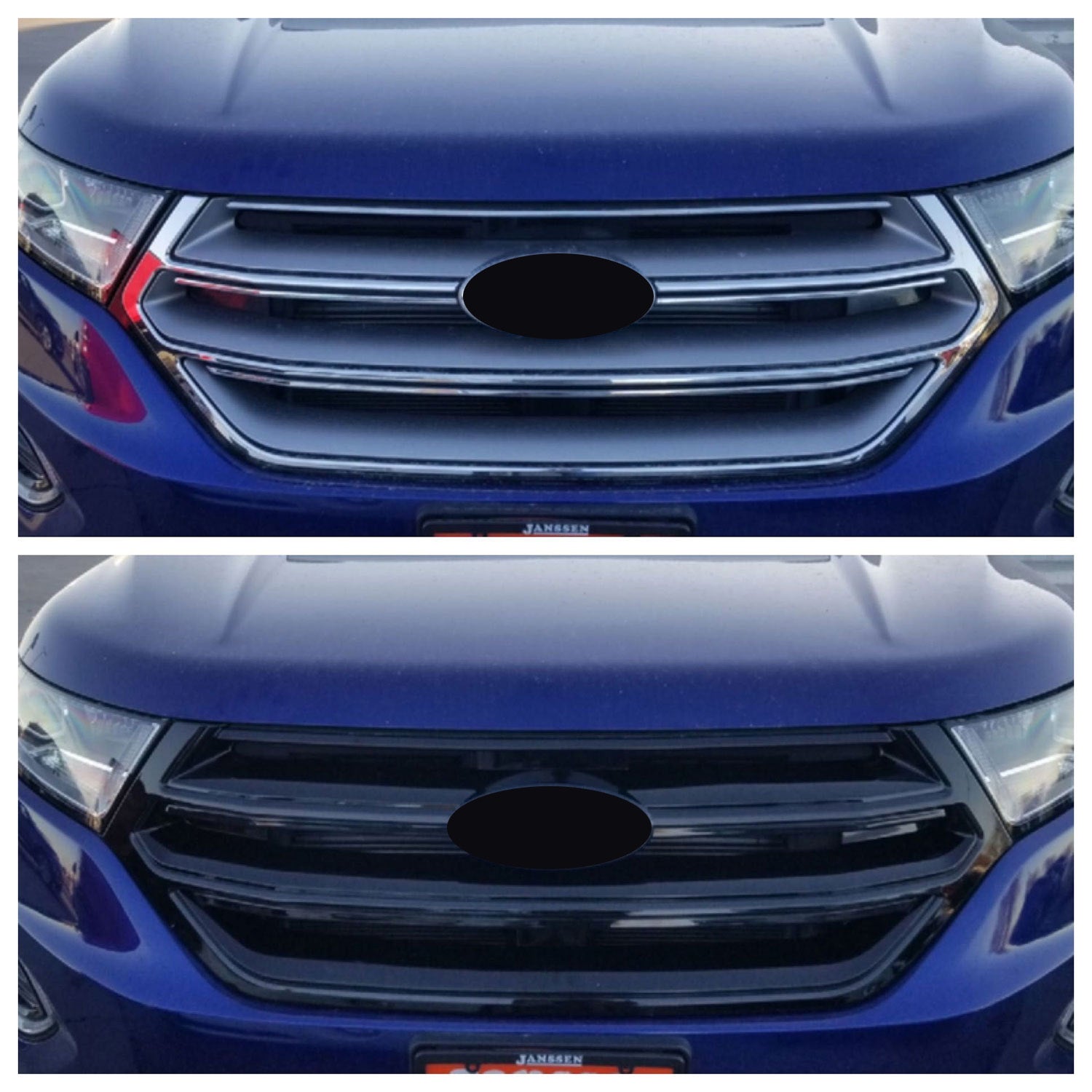 2015-2018 Ford Edge Grille Overlay Gloss Black 1Pcs ABS Plastic