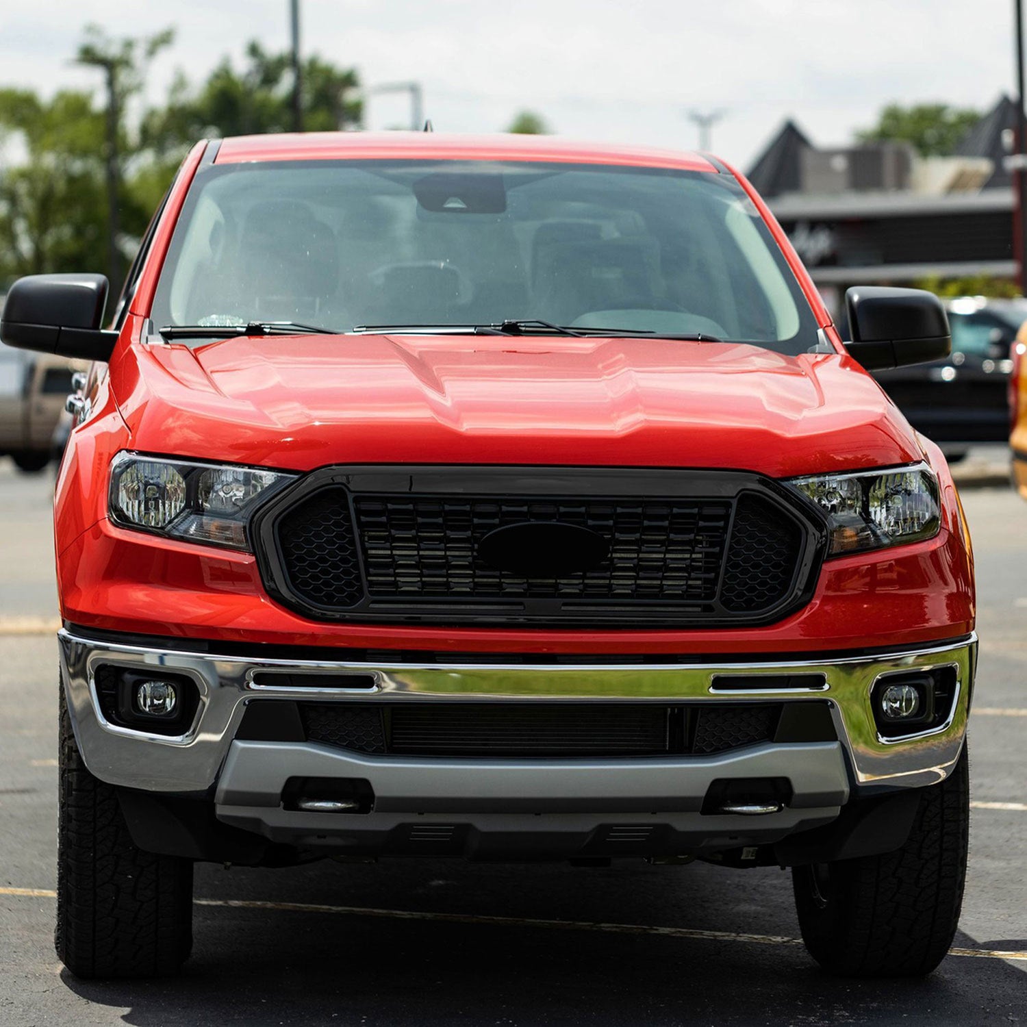2019-2023 Ford Ranger Grille Overlay Gloss Black 1Pcs ABS Plastic