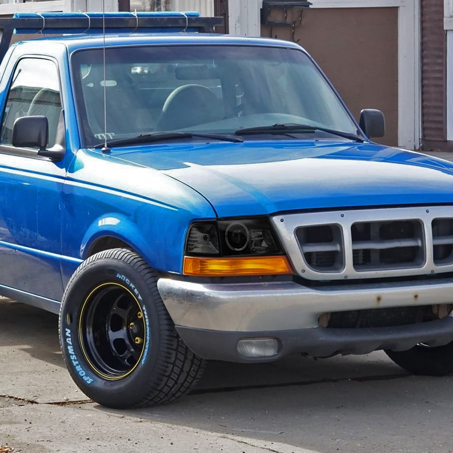 1998-2000 Ford Ranger Halo Projector Headlights Black Housing/Smoke Lens