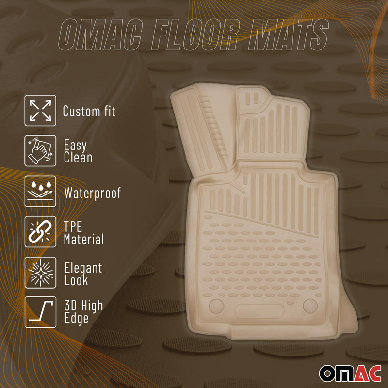 OMAC Floor Mats Liner for Volvo S40 2004-2012 Beige TPE All-Weather 4 Pcs