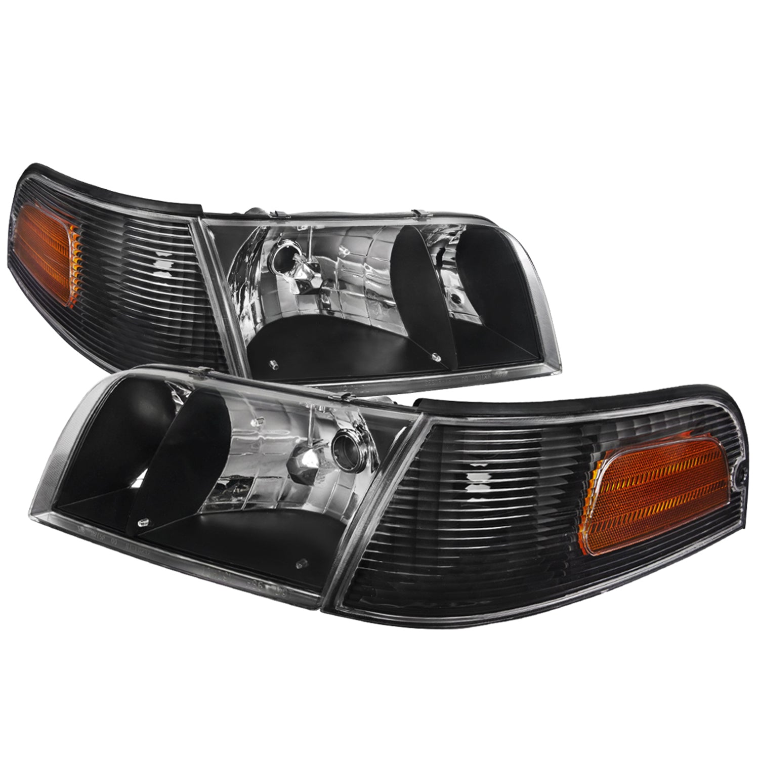 1998-2011 Ford Crown Victoria Factory Headlights Corner Signal Lights Black