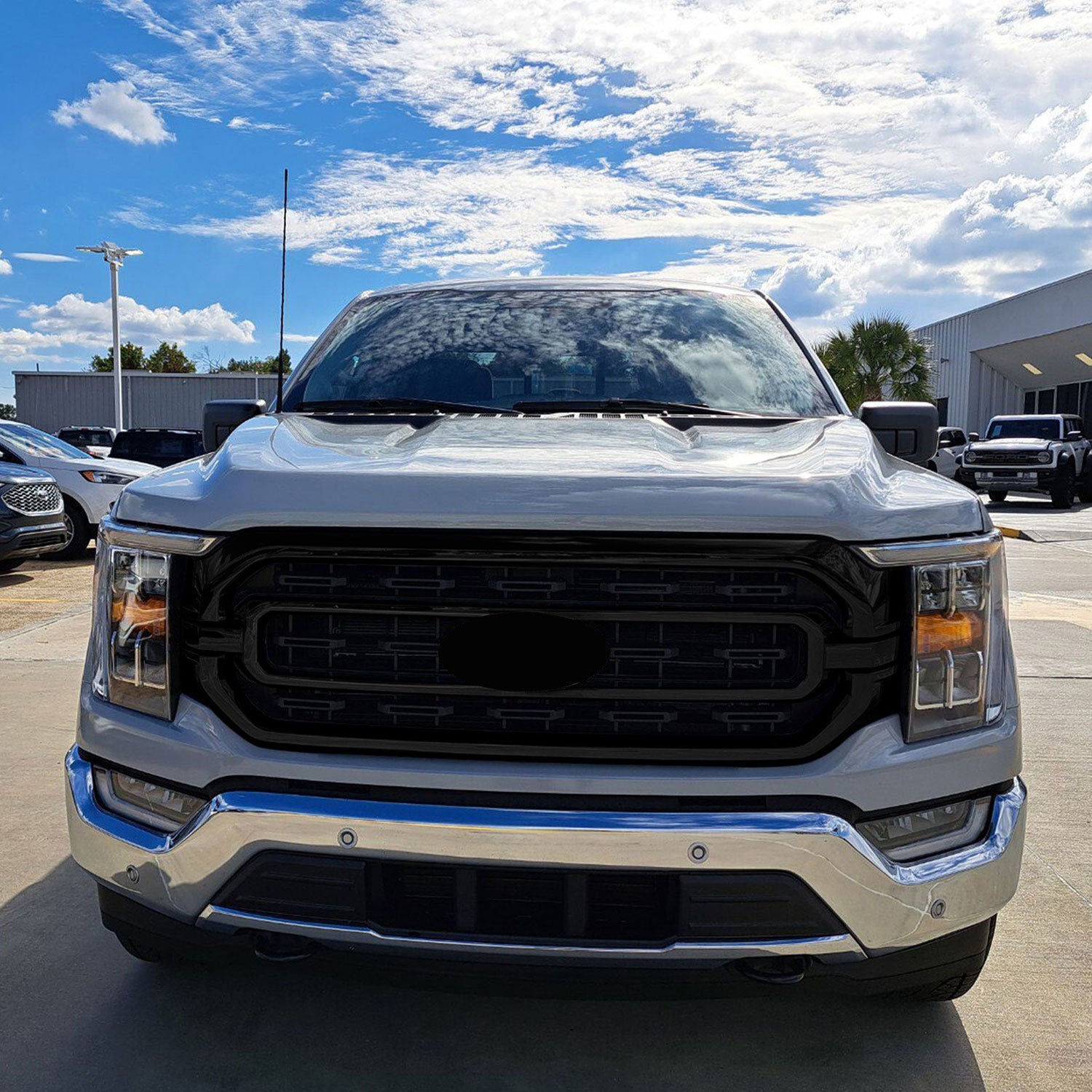 2021-2023 Ford F-150 Grille Overlay Gloss Black 3Pcs ABS Plastic