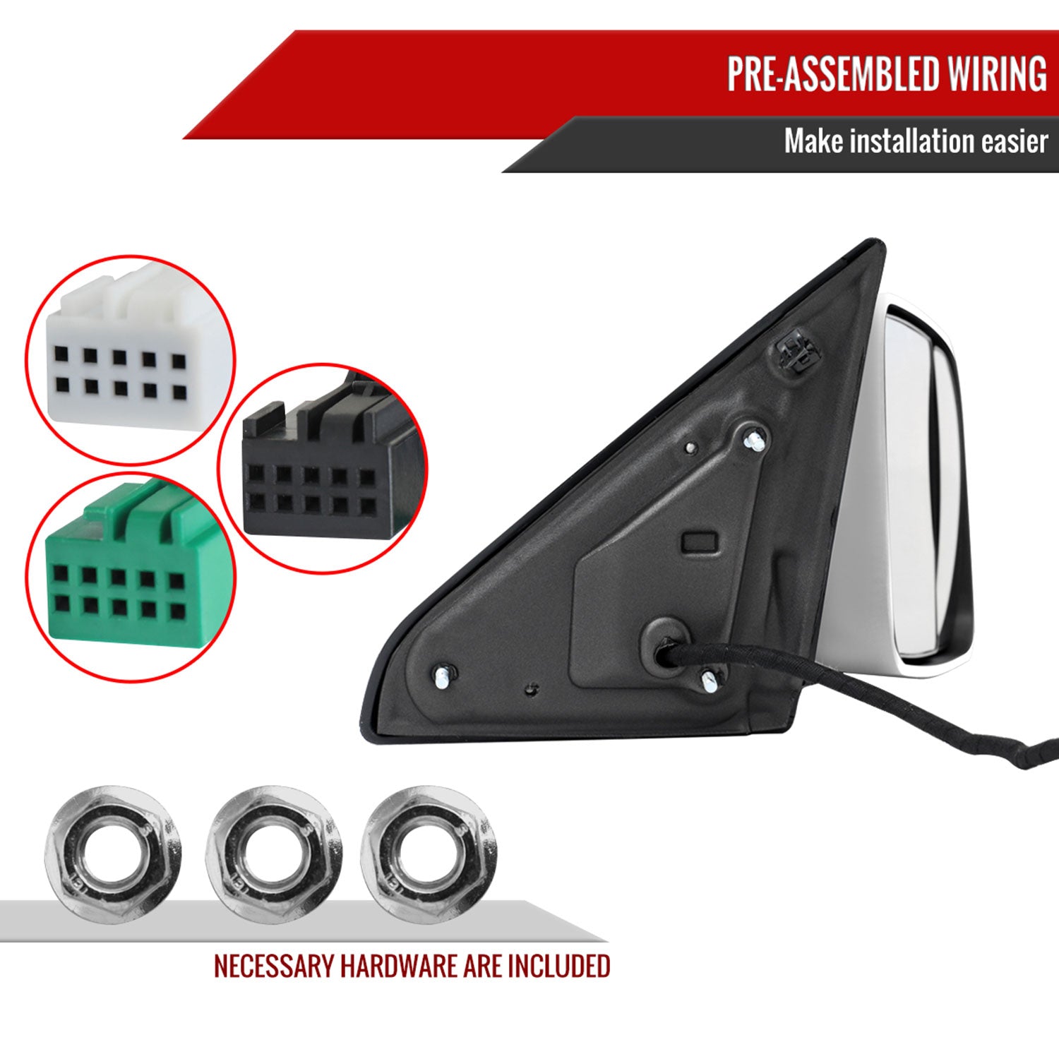 2019-2022 Ram 2500 3500 Chrome Manual Fold & Heated Side Mirror Passenger