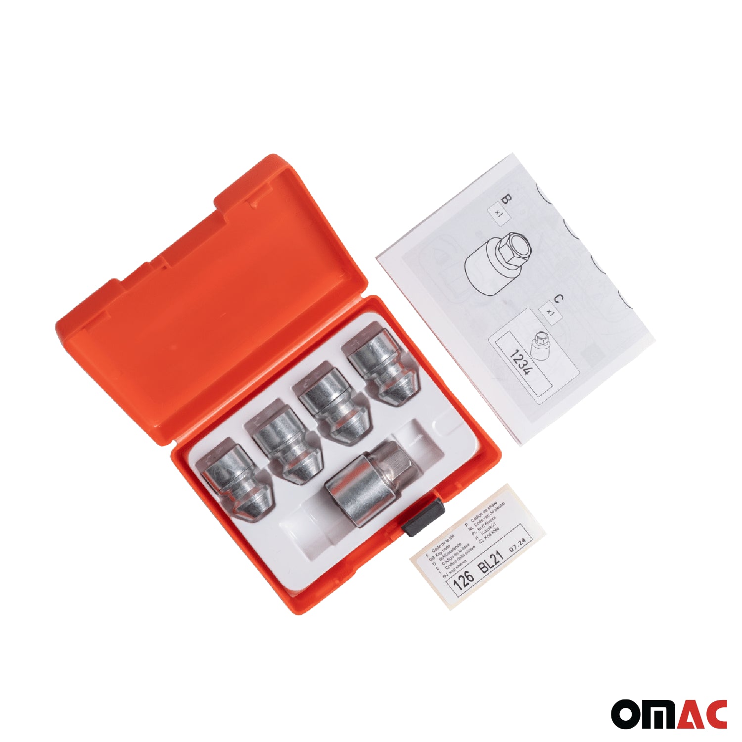 Wheel Lock Kit for Chrysler Pacifica M12X1,5 Nut Galvanized Silver 4Locks & 1Key