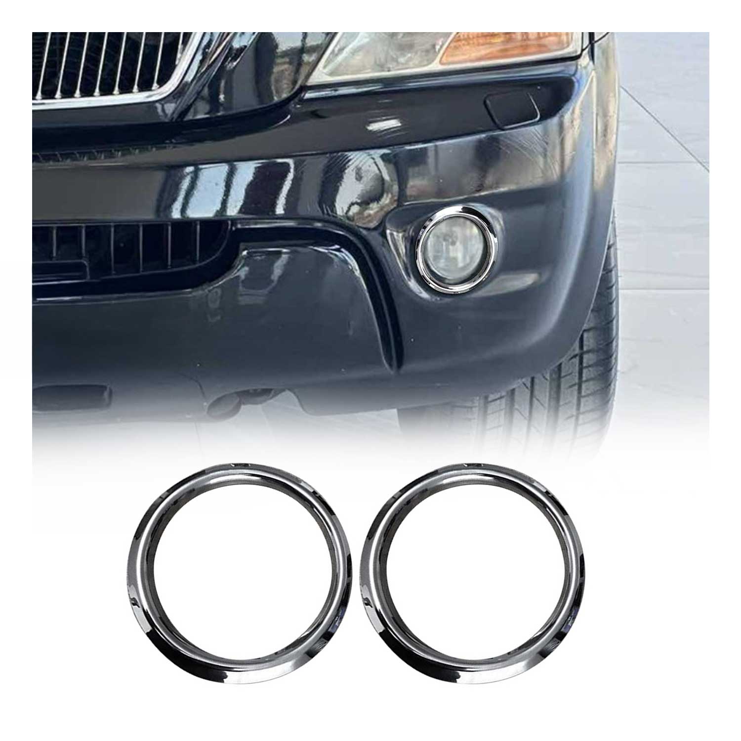 2003-2009 Kia Sorento Fog Light Lamp Bezel Cover Stainless Steel Silver 2 Pcs