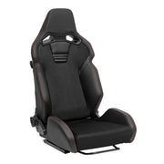 Universal Racing Seat Black Pu And Black Suede With Double Black Stitch