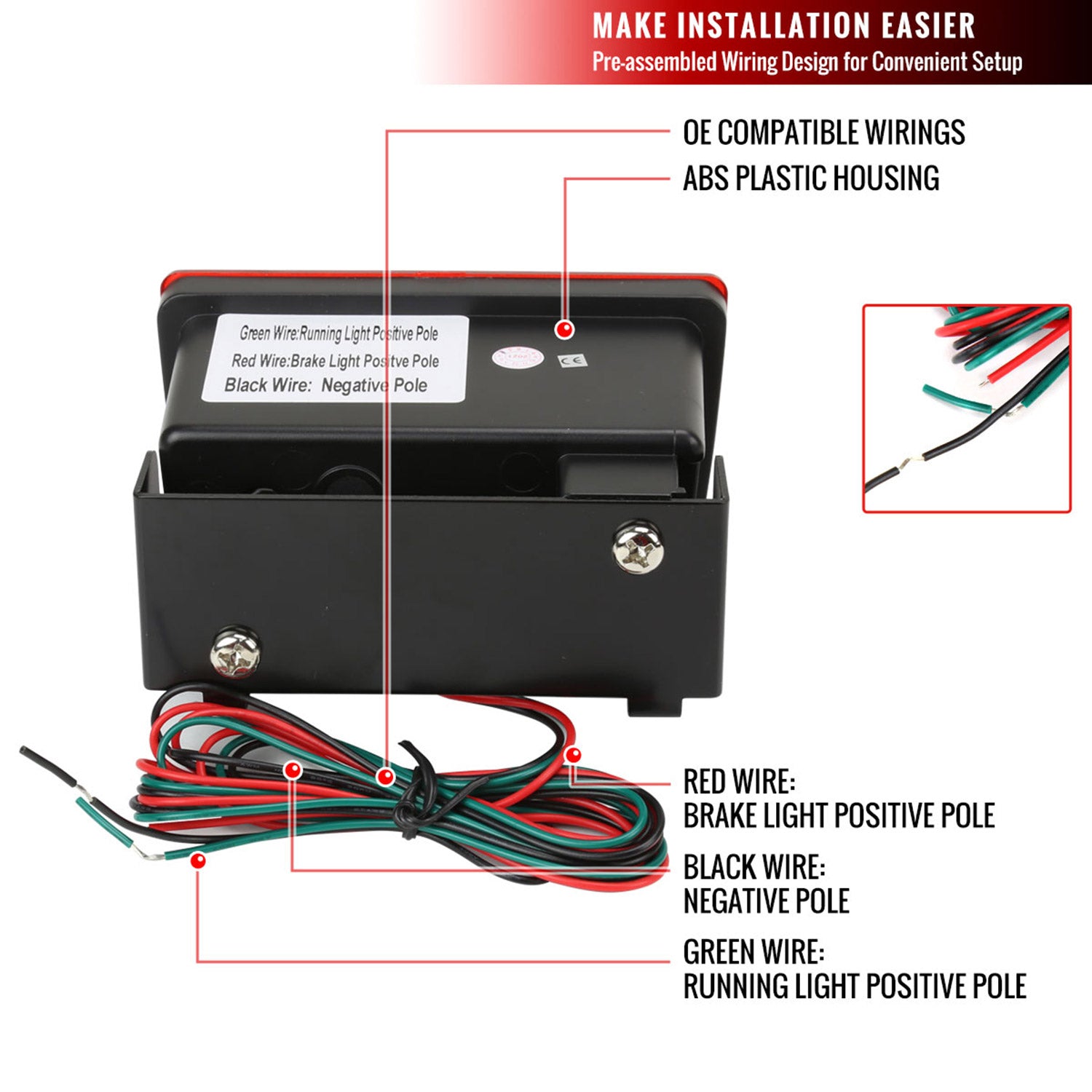 2011-2021 Subaru Impreza WRX STI F1 Style LED 3rd Brake Light Chrome/Red Lens