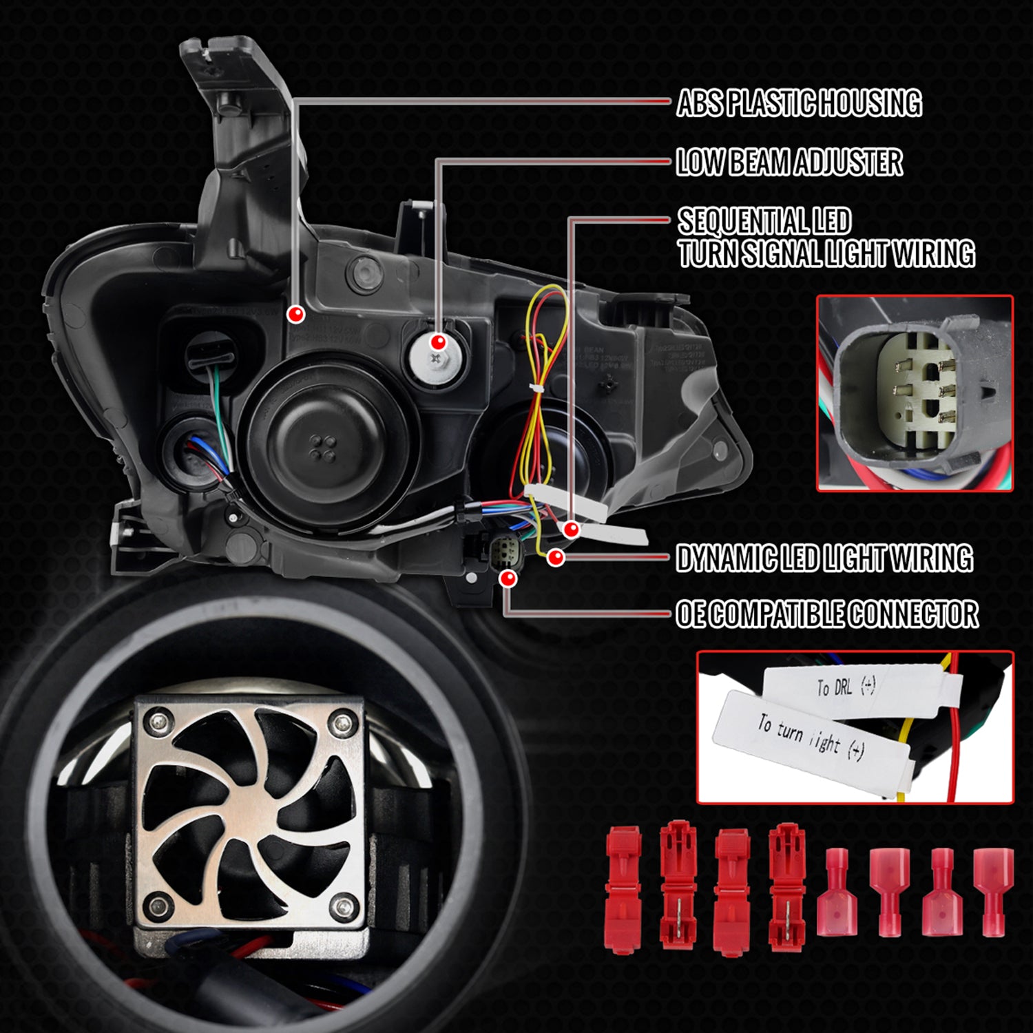 2019-2024 Chevy Malibu Full LED Projector Headlights Turn Signal Chrome