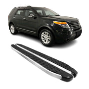 2011-2019 Ford Explorer Running Boards Side Steps Silver & Black