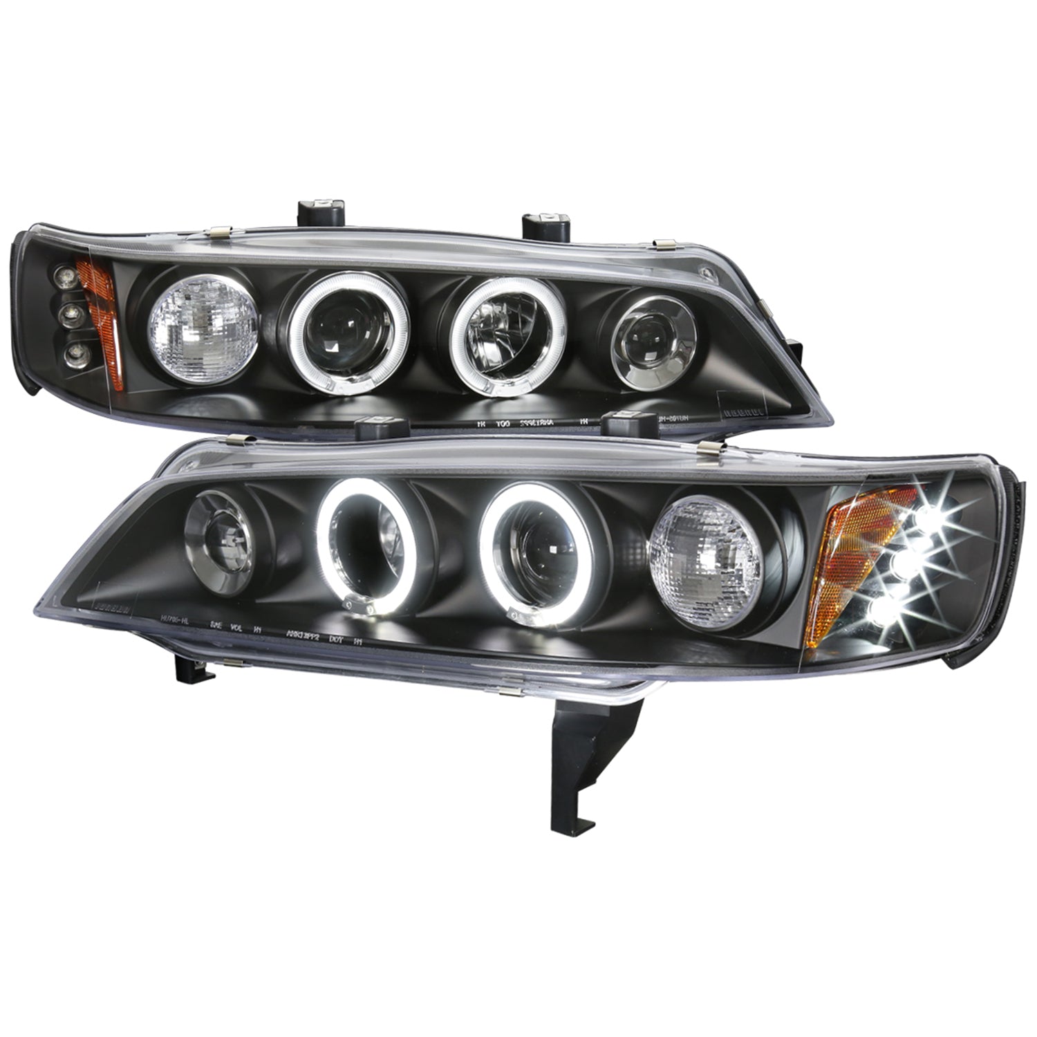 1994-1997 Honda Accord Dual Halo Projector Headlights Matte Black/Clear Lens