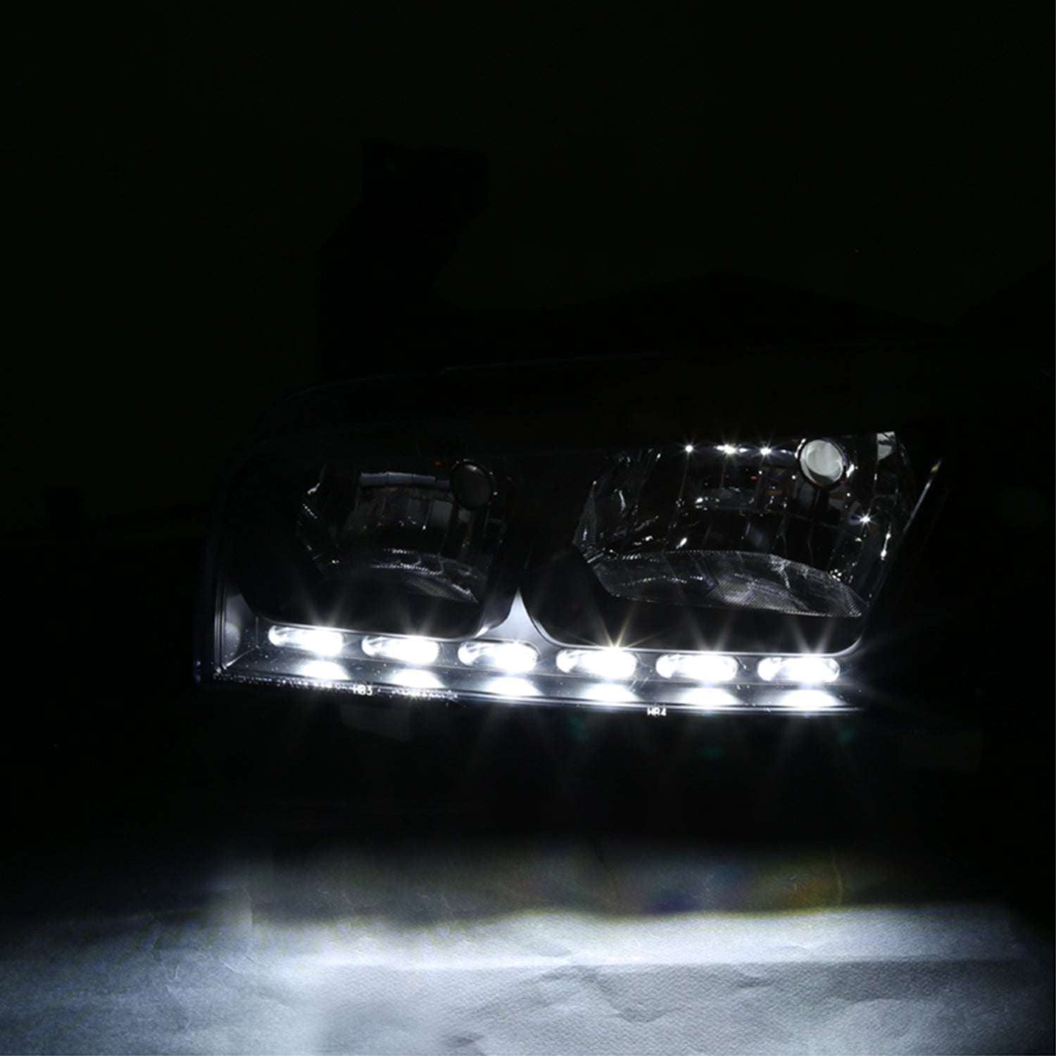 2006-2010 Dodge Charger 1PC LED Light Factory Headlights Amber Reflector Black