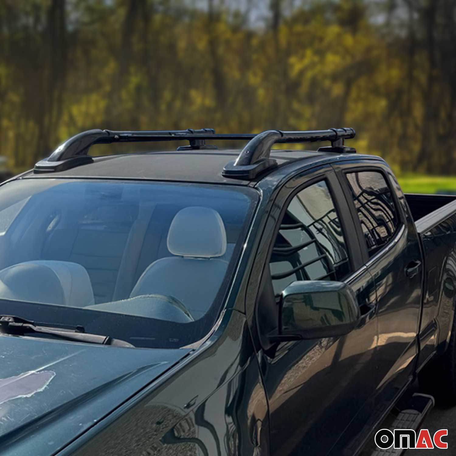 2023-2025 GMC Canyon III Crew Cab Top Roof Rack Side Rails Black Alu 4Pcs