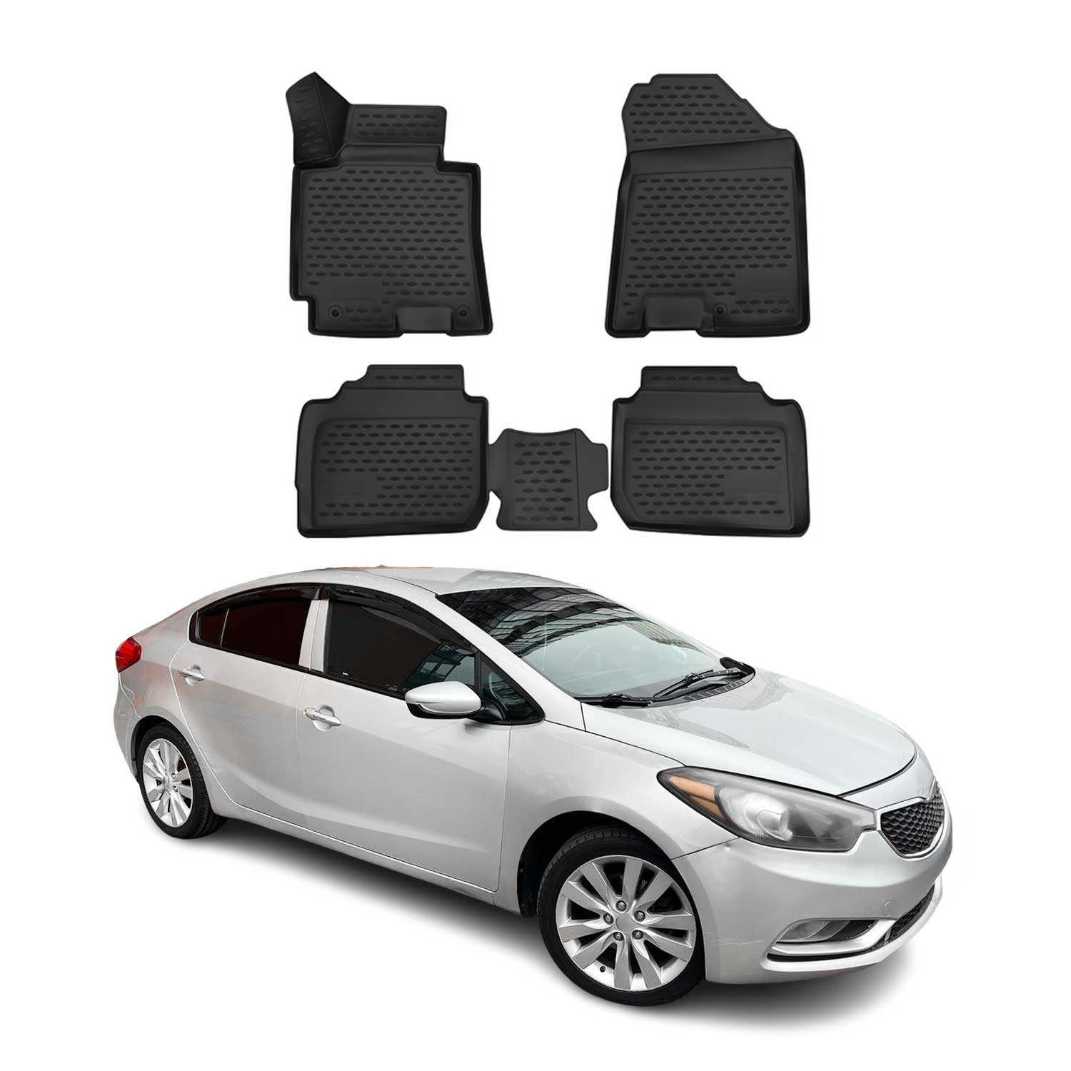 2014-2018 Kia Forte Sedan Floor Mats Liners Full Set All Weather Black