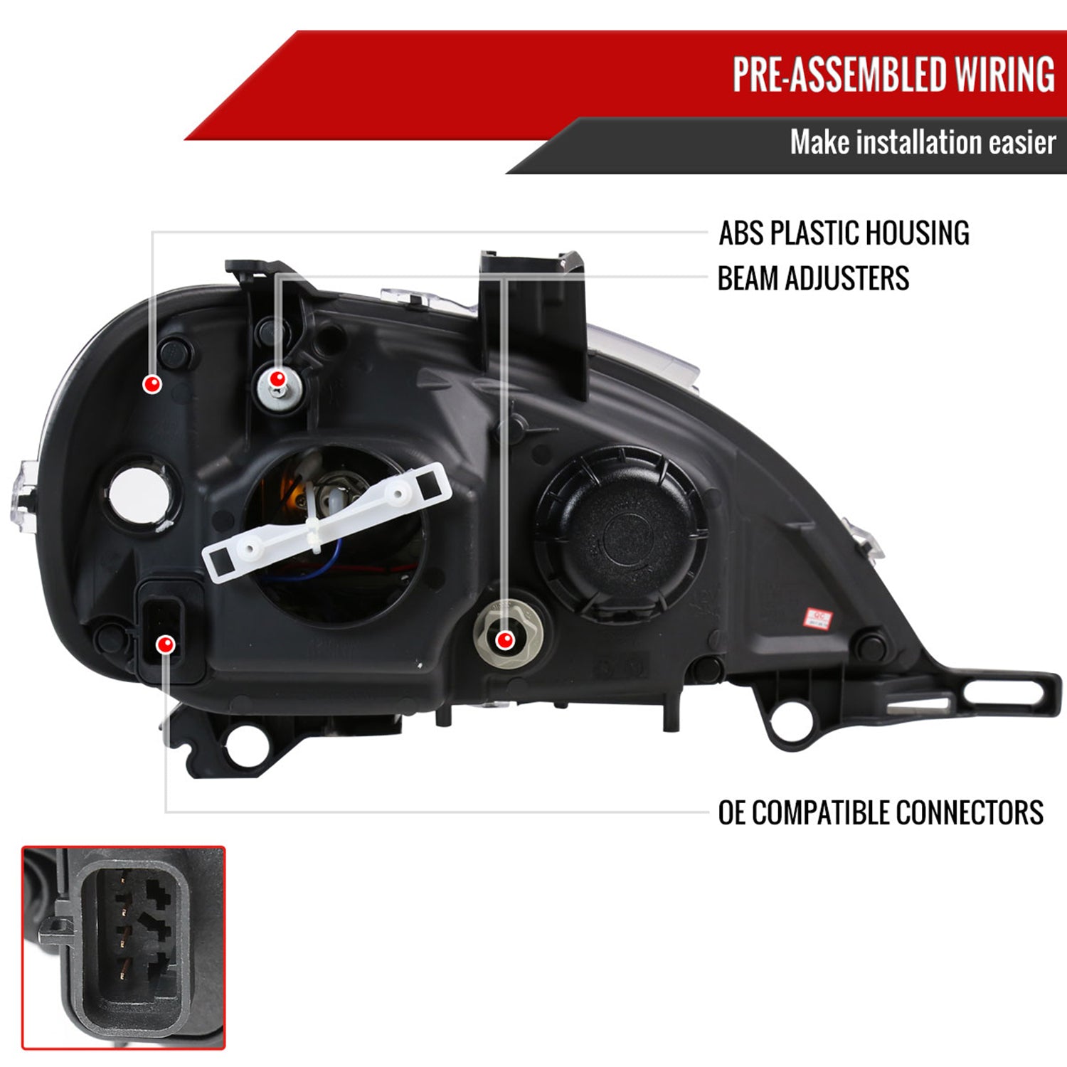 2002-2005 Mercedes Benz W163 ML Class Projector Headlights SMD LED Light Smoke