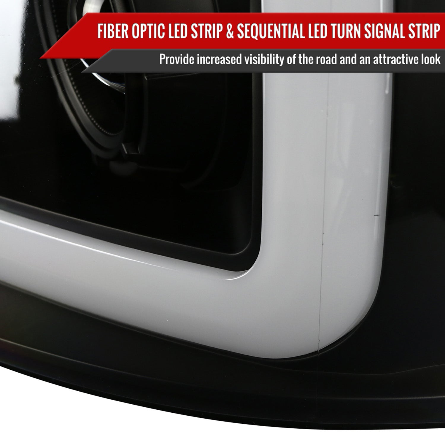 2004-2008 Ford F-150/Lincoln Mark LT LED CBar Projector Headlights Black