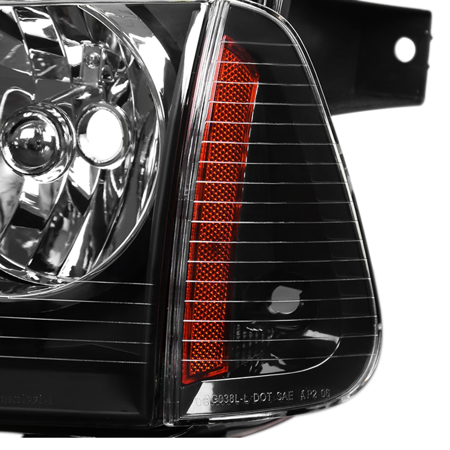 2006-2010 Dodge Charger Factory Headlights w/Corner Lights Matt Black/Clear