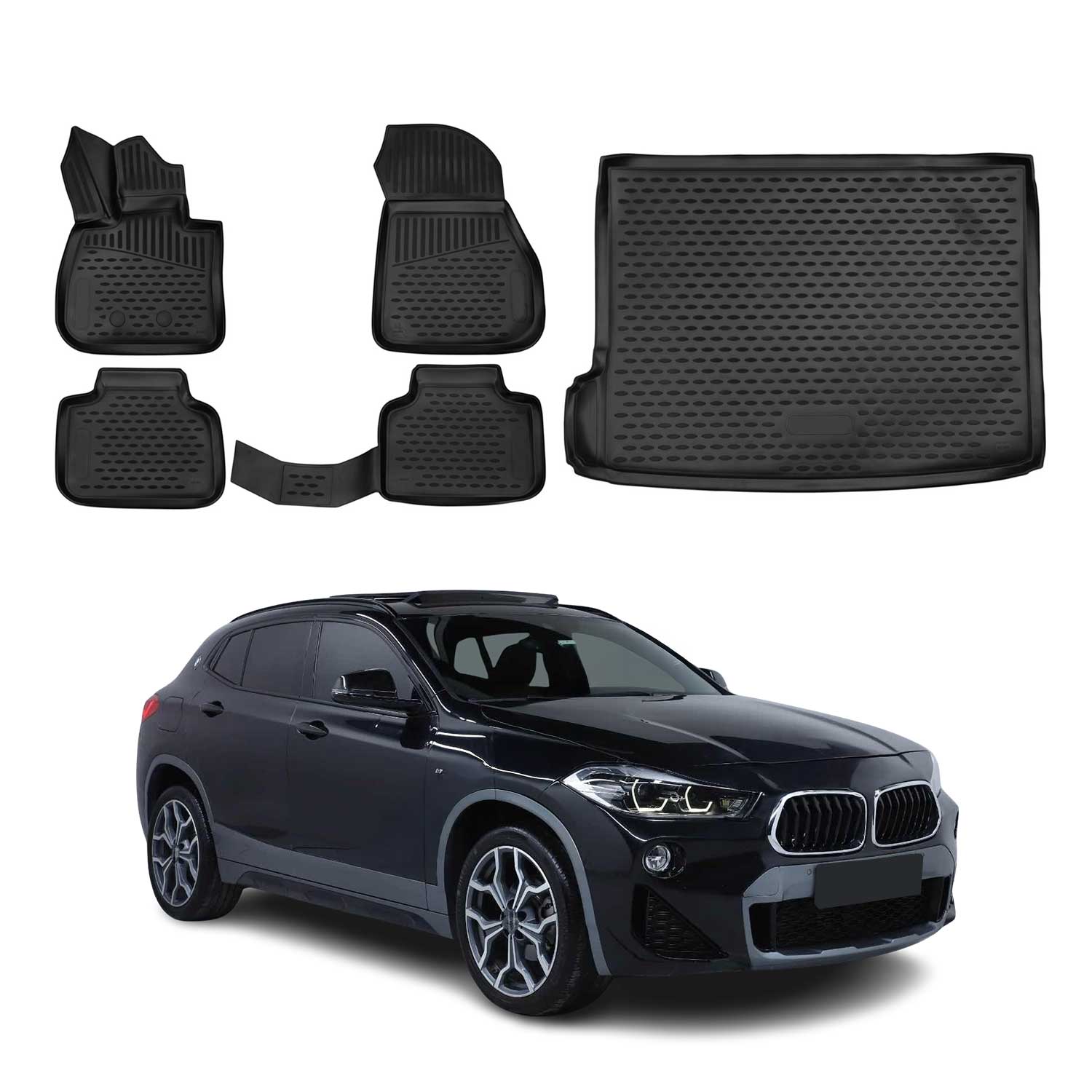 2018-2023 BMW X2 F39 Floor Mats & Cargo Liner Full Set All Weather Black