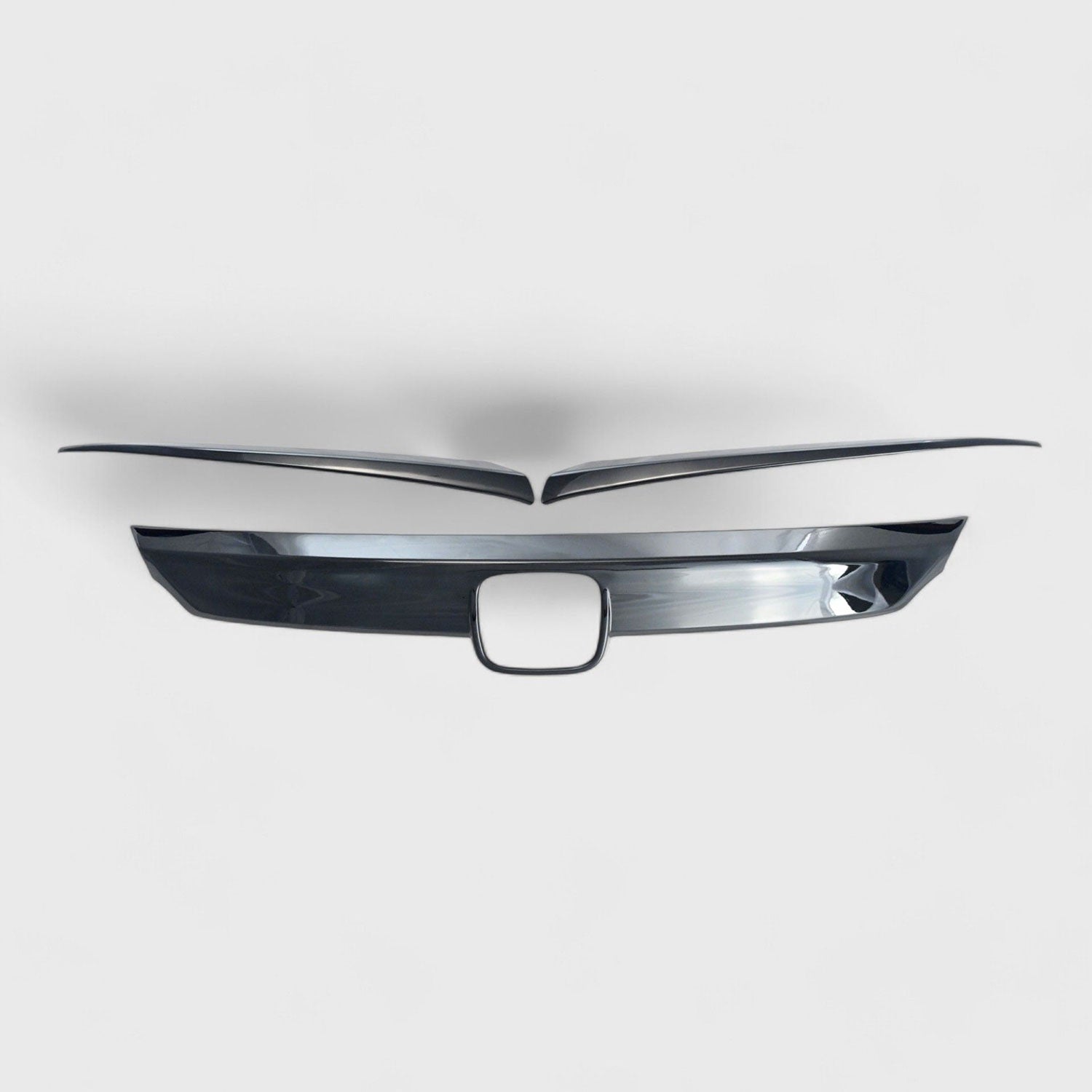 2016-2021 Honda Civic Grille Overlay Gloss Black 3Pcs ABS Plastic