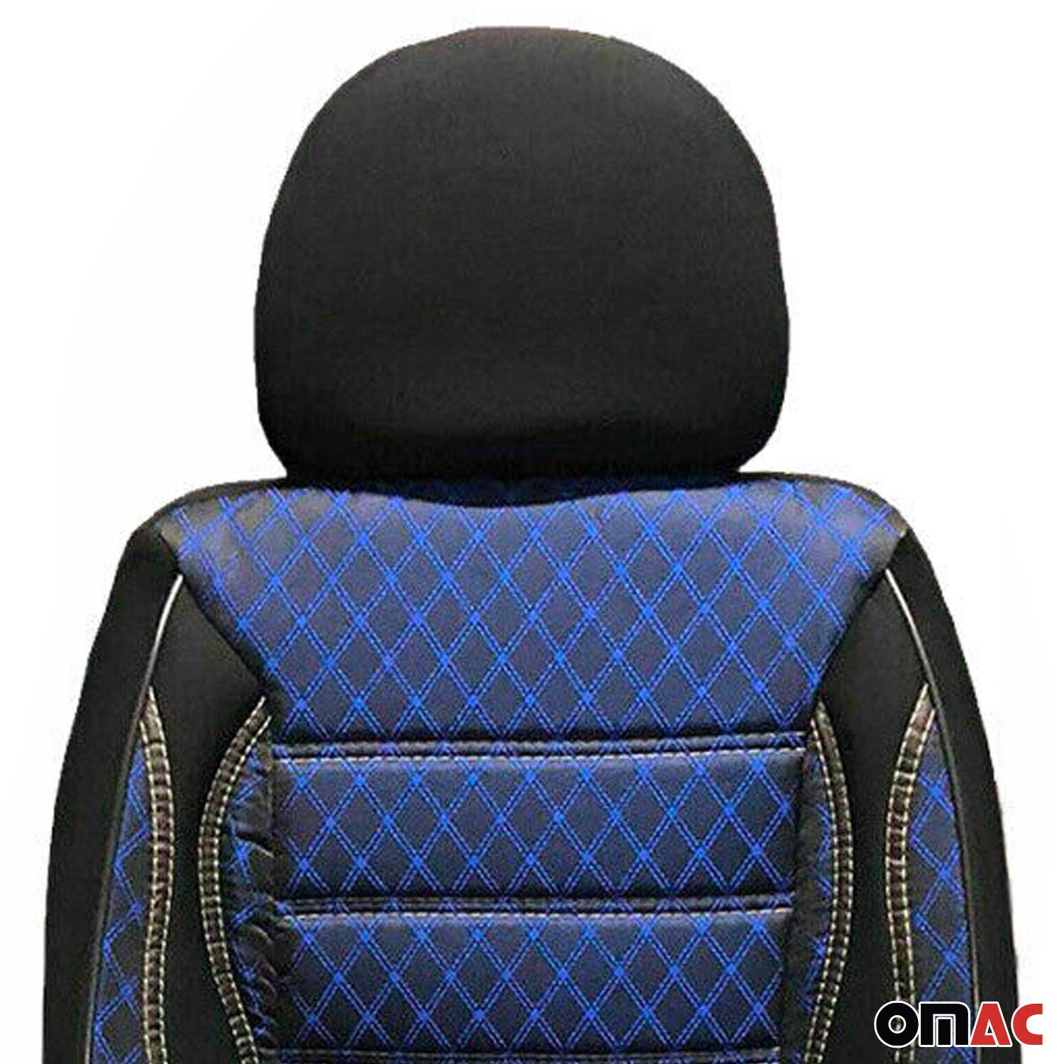 OMAC Universal Semi Custom Front Car Seat Cover Protector Blue-Black Polycotton