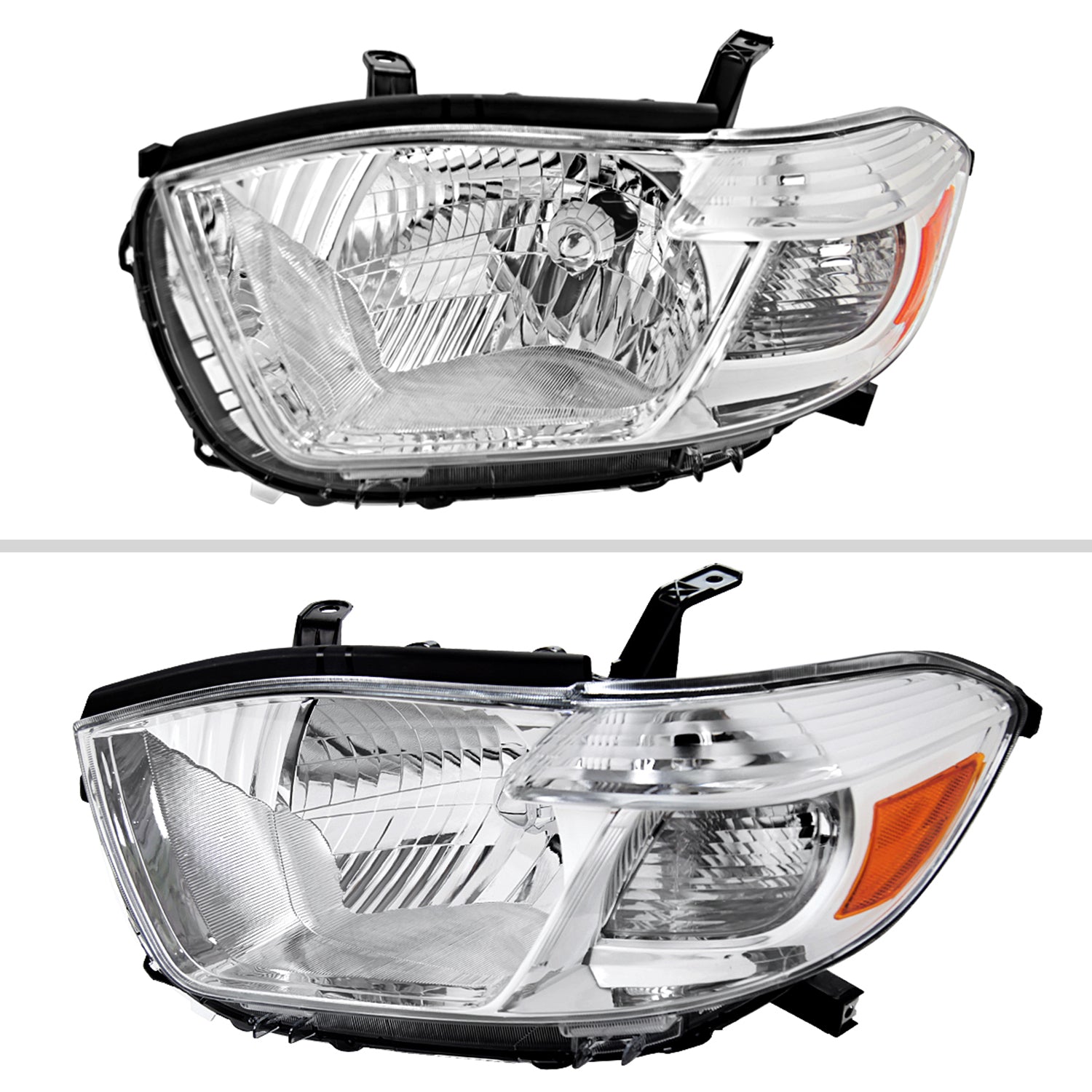 2008-2010 Toyota Highlander Factory Halogen Headlights Chrome/Clear