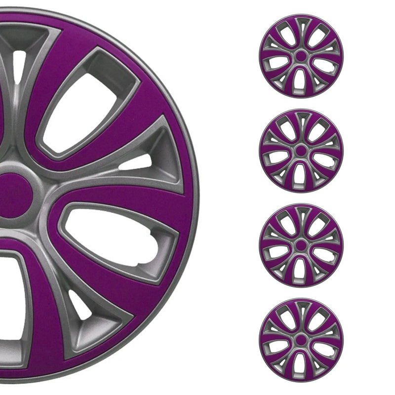 ColorFlex Hub Caps Wheel Cover 14" Gray & Violet Full Set 4 pcs.