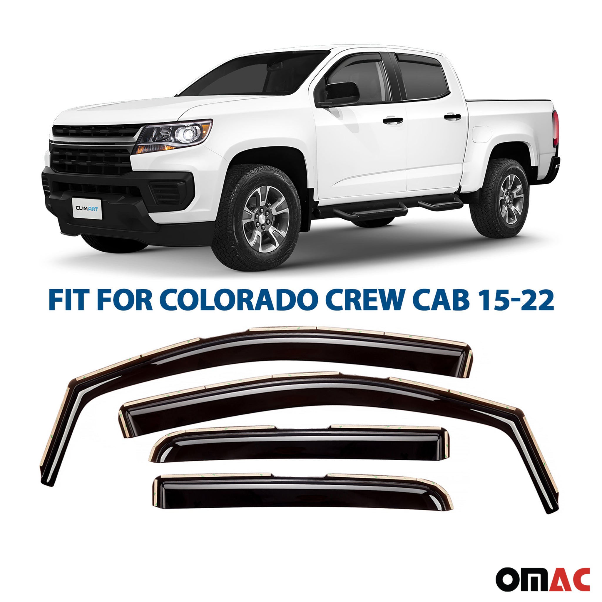 Clim Art Wind Deflectors for Chevrolet Colorado 2015-2022 Crew Cab 4 Pcs