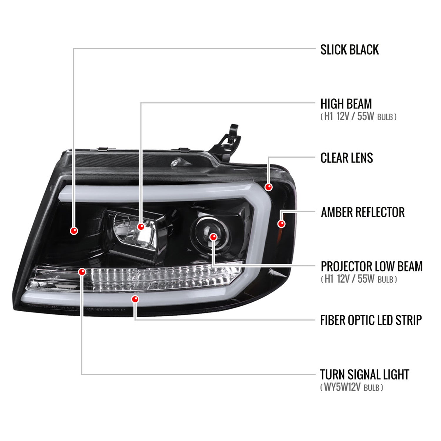 2004-2008 Ford F-150/ 06-2008 Lincoln Mark LT LED C-Bar Headlights Black