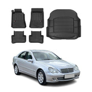 2001-2009 Mercedes C Class W203 Sedan Premium Floor Mats & Cargo Liner Full Set All Weather Heavy Duty