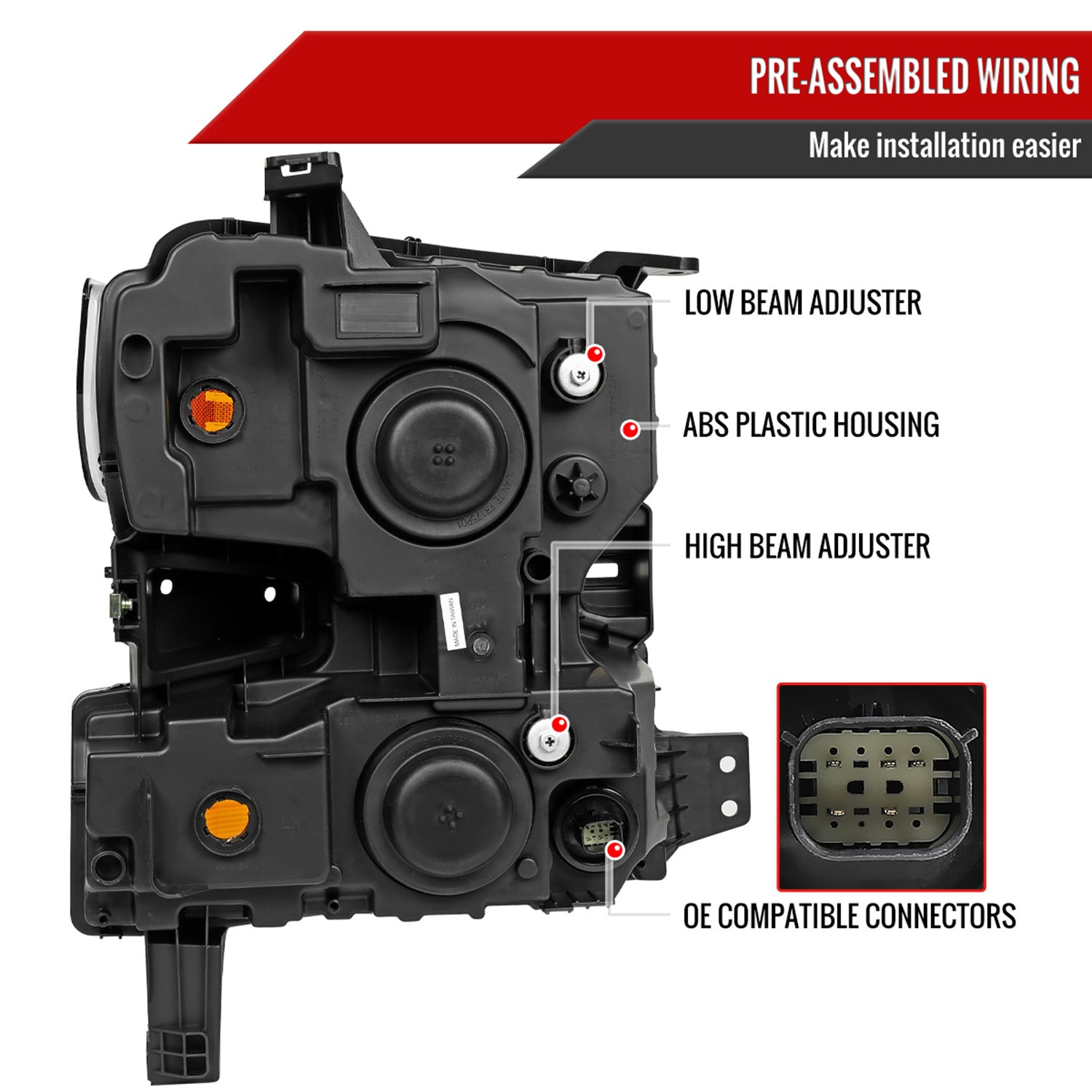 2019-2021 Chevy Silverado 1500 Driver Side Factory Projector Headlight Black