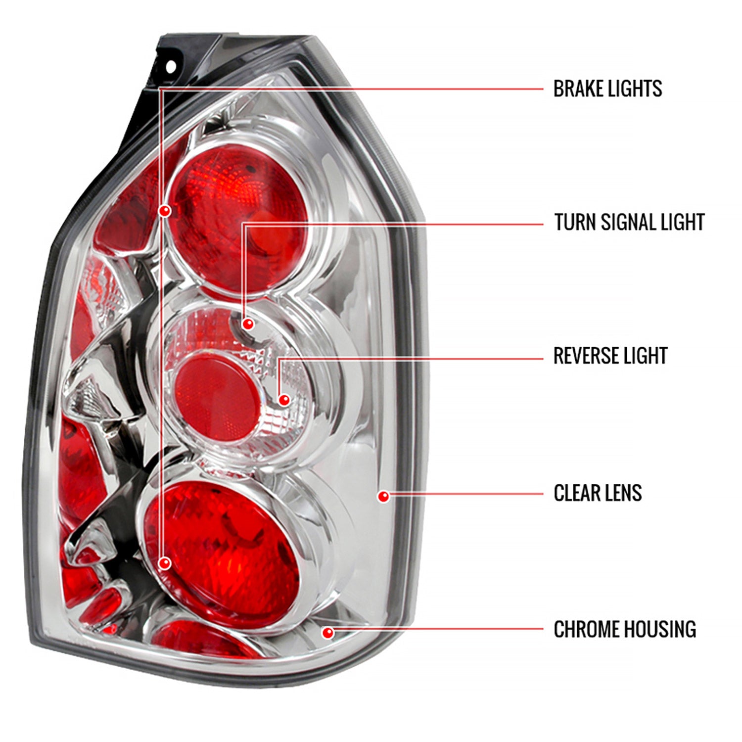 2004-2009 Hyundai Tucson Tail Lights Chrome Housing/Clear Lens