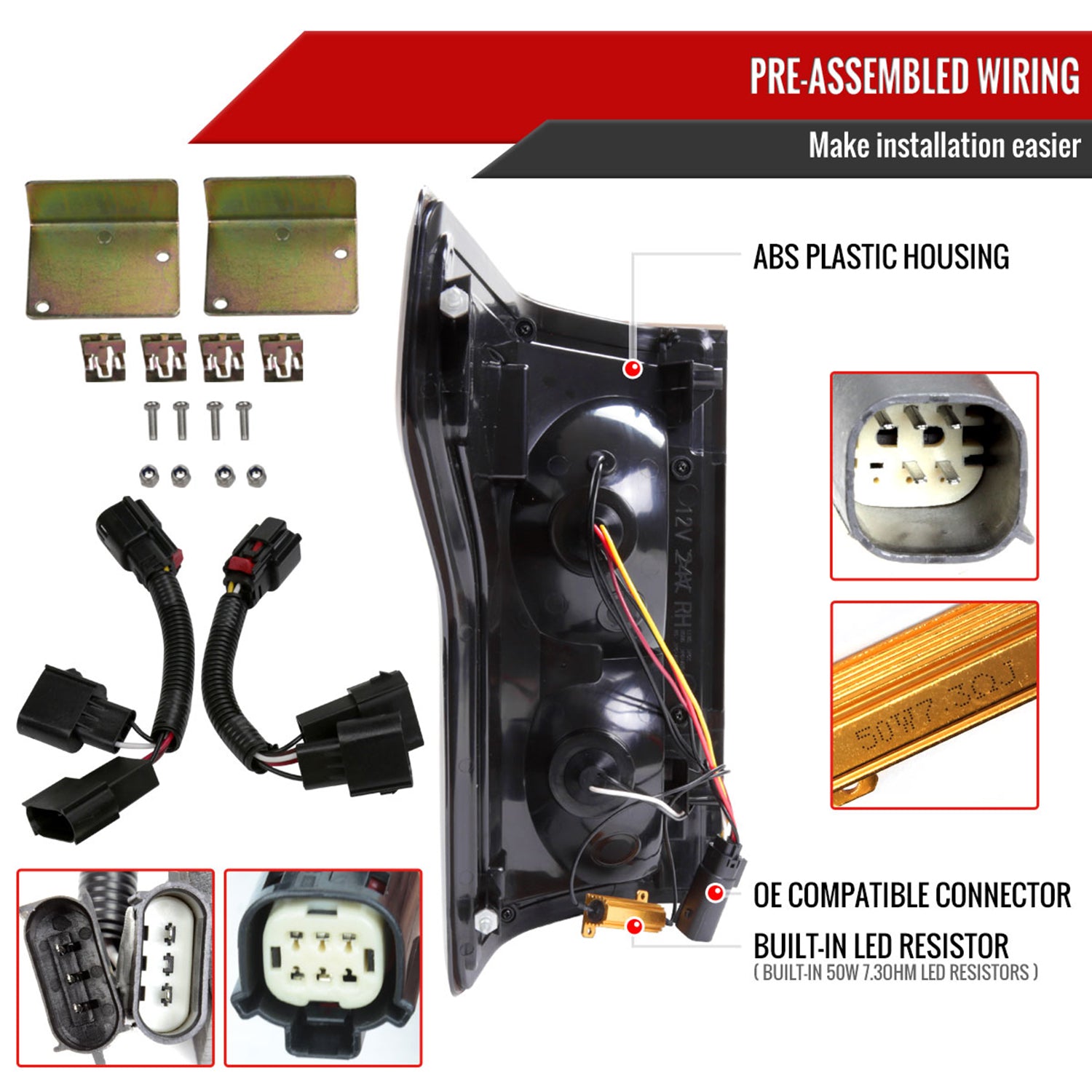 2015-2020 Ford F-150 Red LED Bar Tail Light Assembly Glossy Black/Smoke Lens