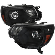 2012-2015 Toyota Tacoma Retro Style Projector Headlights Matte Black/Clear